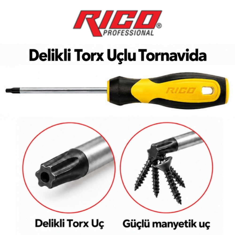 RICO T25 Torx Uçlu Tornavida Delikli 100 mm
