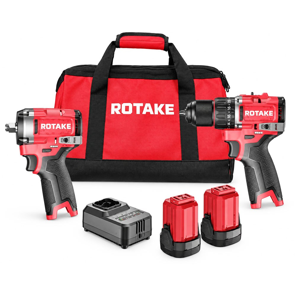 ROTAKE K201 1/2 Akülü Somun Sıkma ve Darbeli Matkap 2'Li Set 16V 2.0Ah