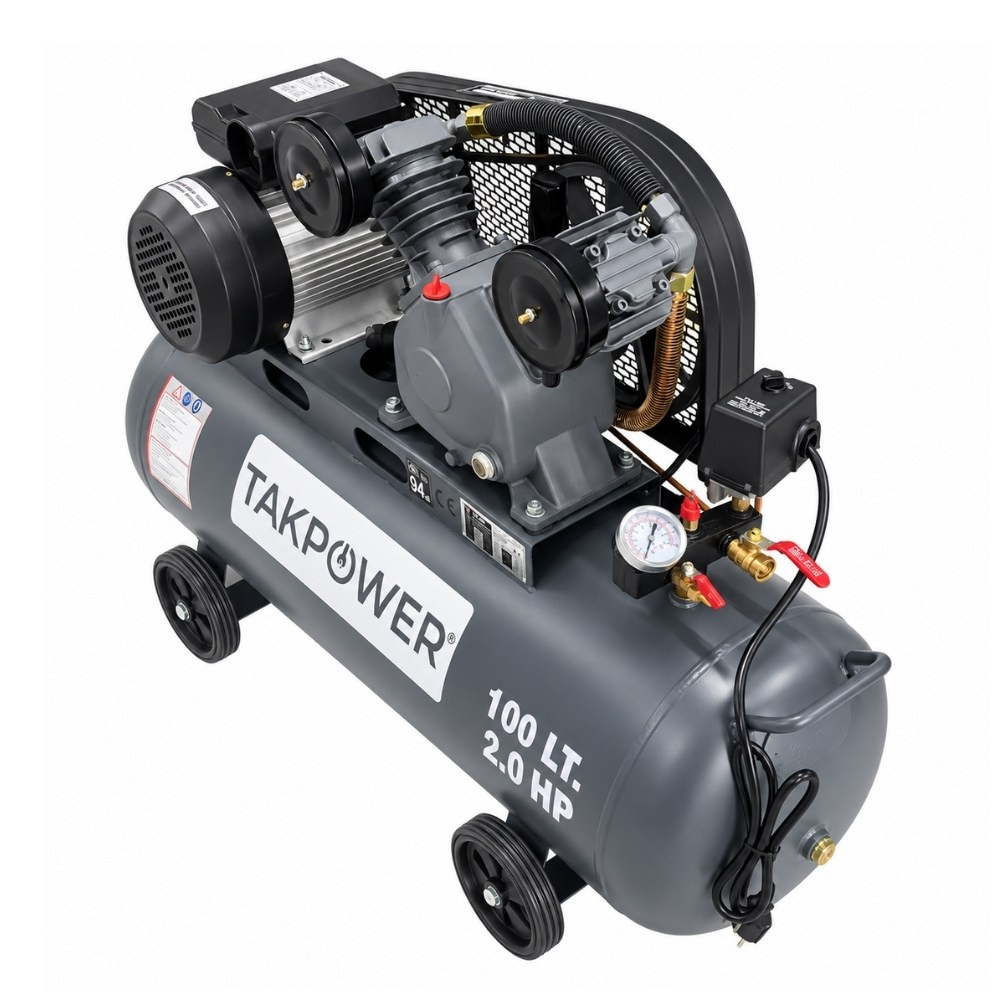 TAKPOWER 100 LT  Hava Kompresörü V Kafa Çift Piston 8 Bar 220V