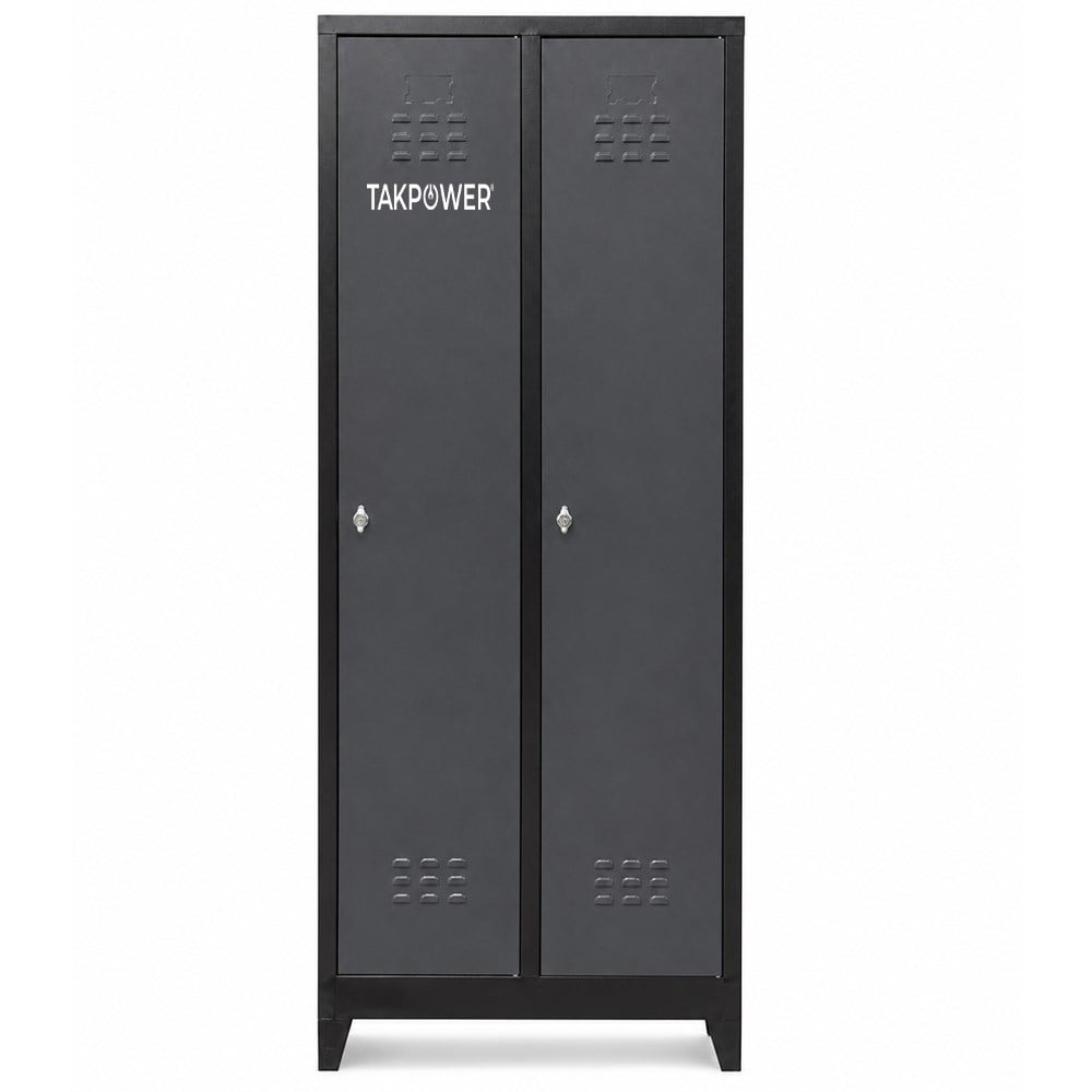 TAKPOWER 2 Kapaklı Metal Dolap - Soyunma Dolabı Antrasit Gri