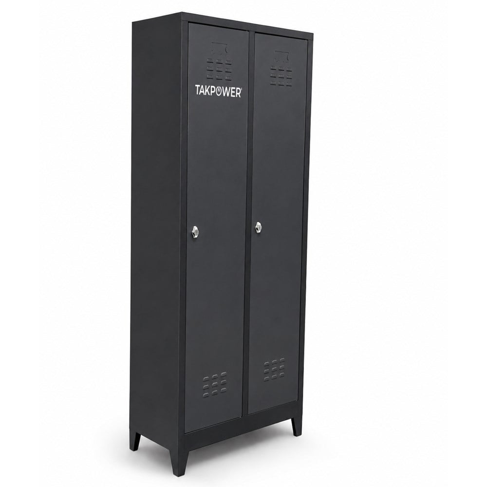 TAKPOWER 2 Kapaklı Metal Dolap - Soyunma Dolabı Antrasit Gri