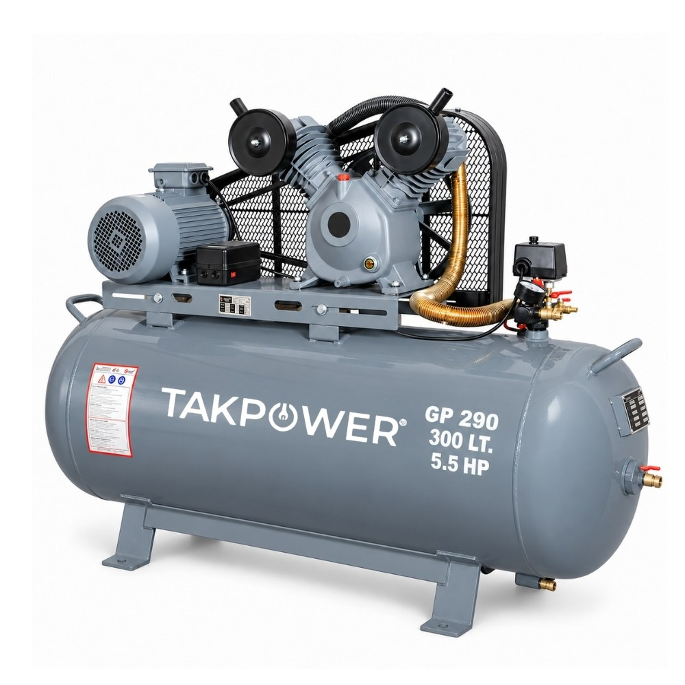 TAKPOWER 300 LT  Hava Kompresörü V Kafa Çift Piston 8 Bar 380V