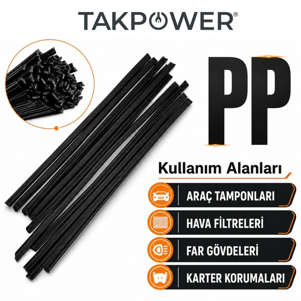 TAKPOWER Plastik Kaynak Elektrodu Siyah PP 0.6 x 400 mm 20 Adet