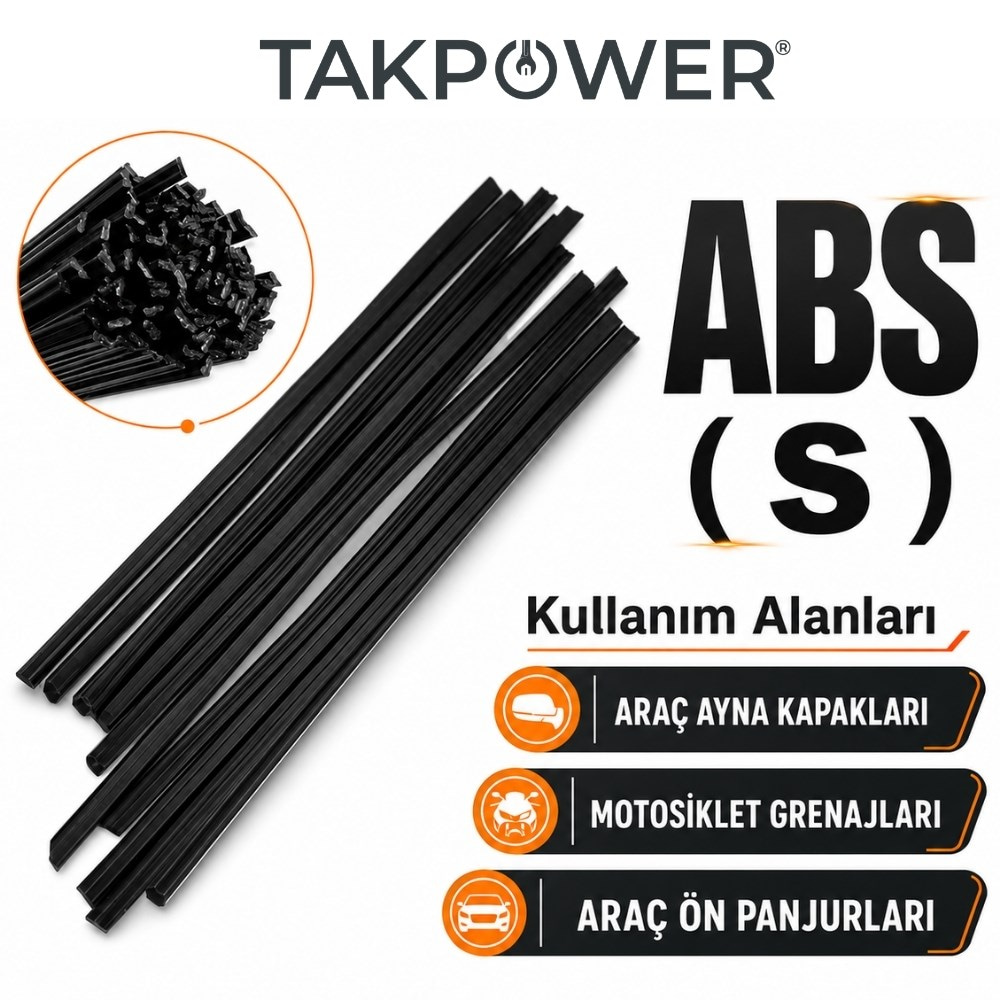 TAKPOWER Plastik Kaynak Elektrodu Siyah ABS 1.0 x 400 mm 20 Adet