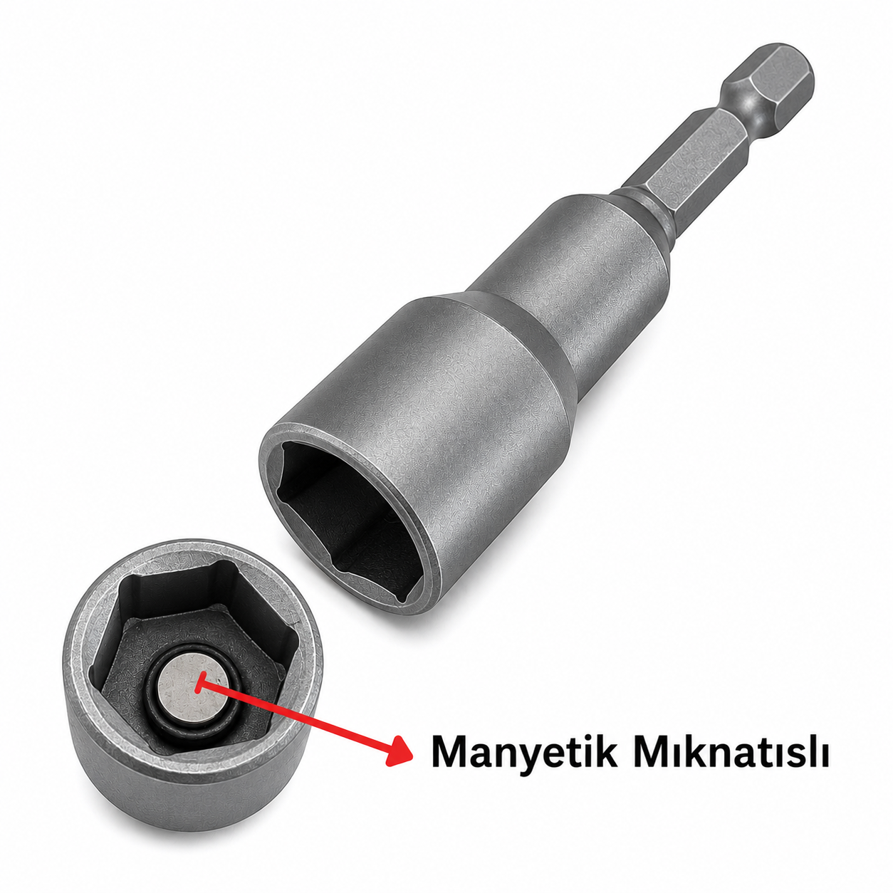 TOMAX Bits Saplı Manyetik Lokma Adaptörü HEX 8 × 45 mm