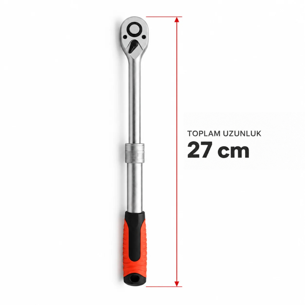 VIKTEC 1/4 Uzatmalı Lokma Cırcır Kolu 72 Diş 270 mm