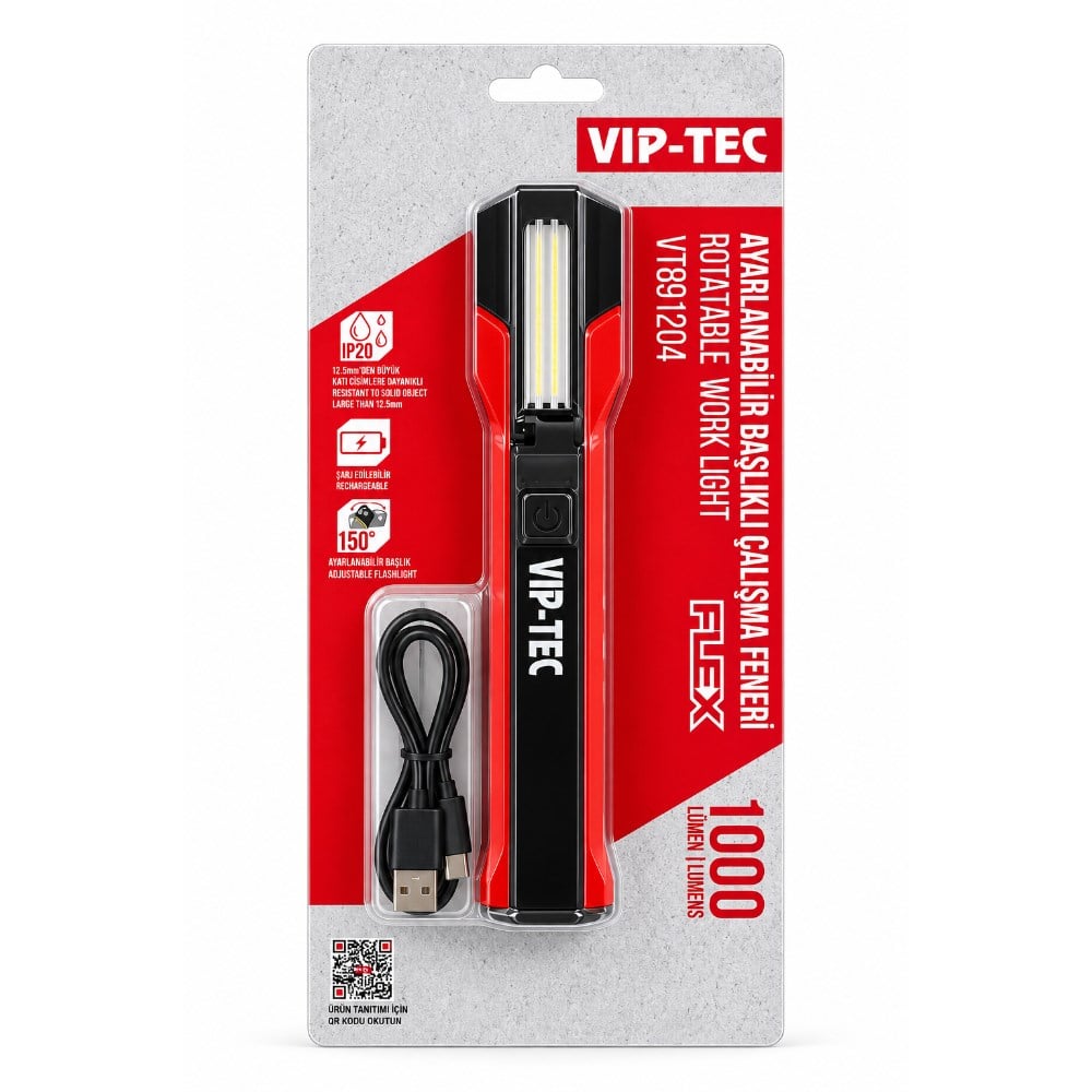 VIP-TEC Ayarlanabilir Başlıklı Çalışma Feneri 1000 Lümen
