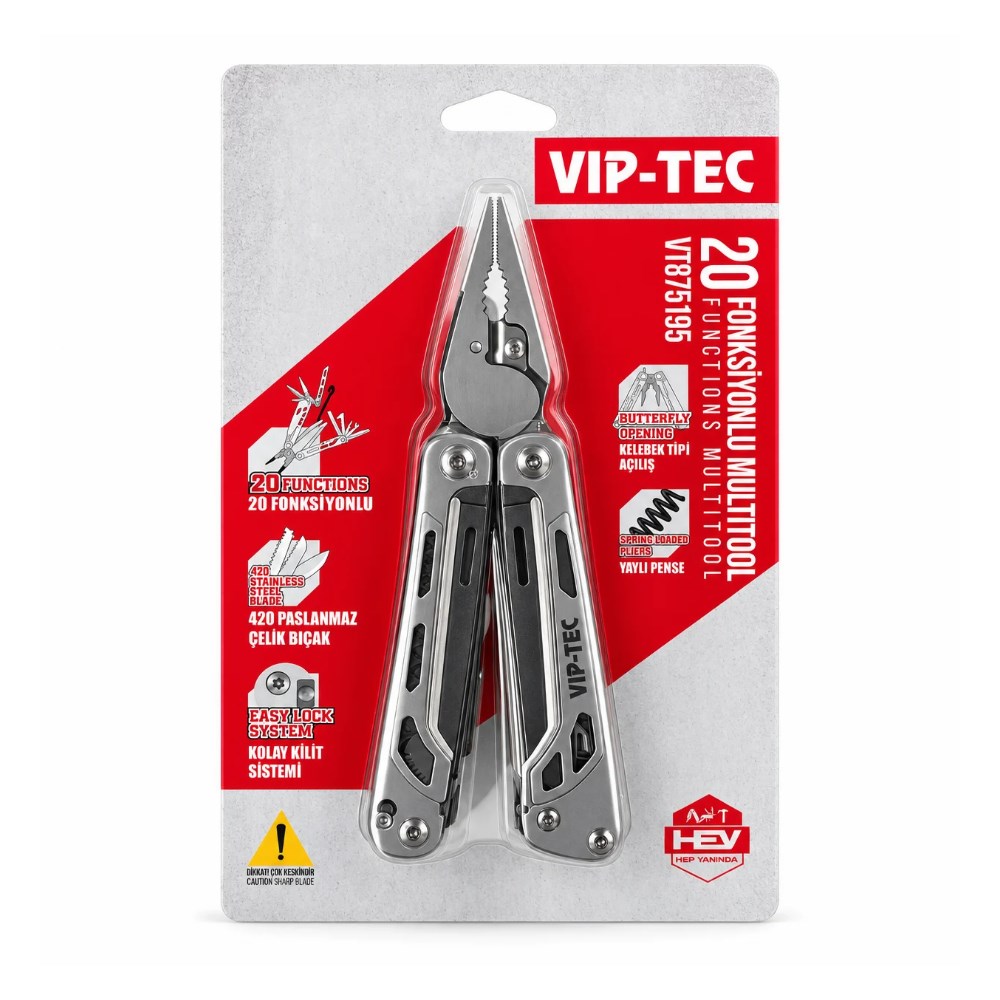 VIP-TEC Çok Amaçlı Pense Çakı 20 Fonksiyonlu 165 mm