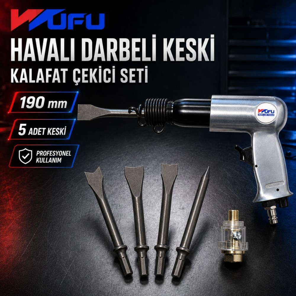 WUFU Havalı Darbeli Keski Kalafat Çekici Seti 190 mm