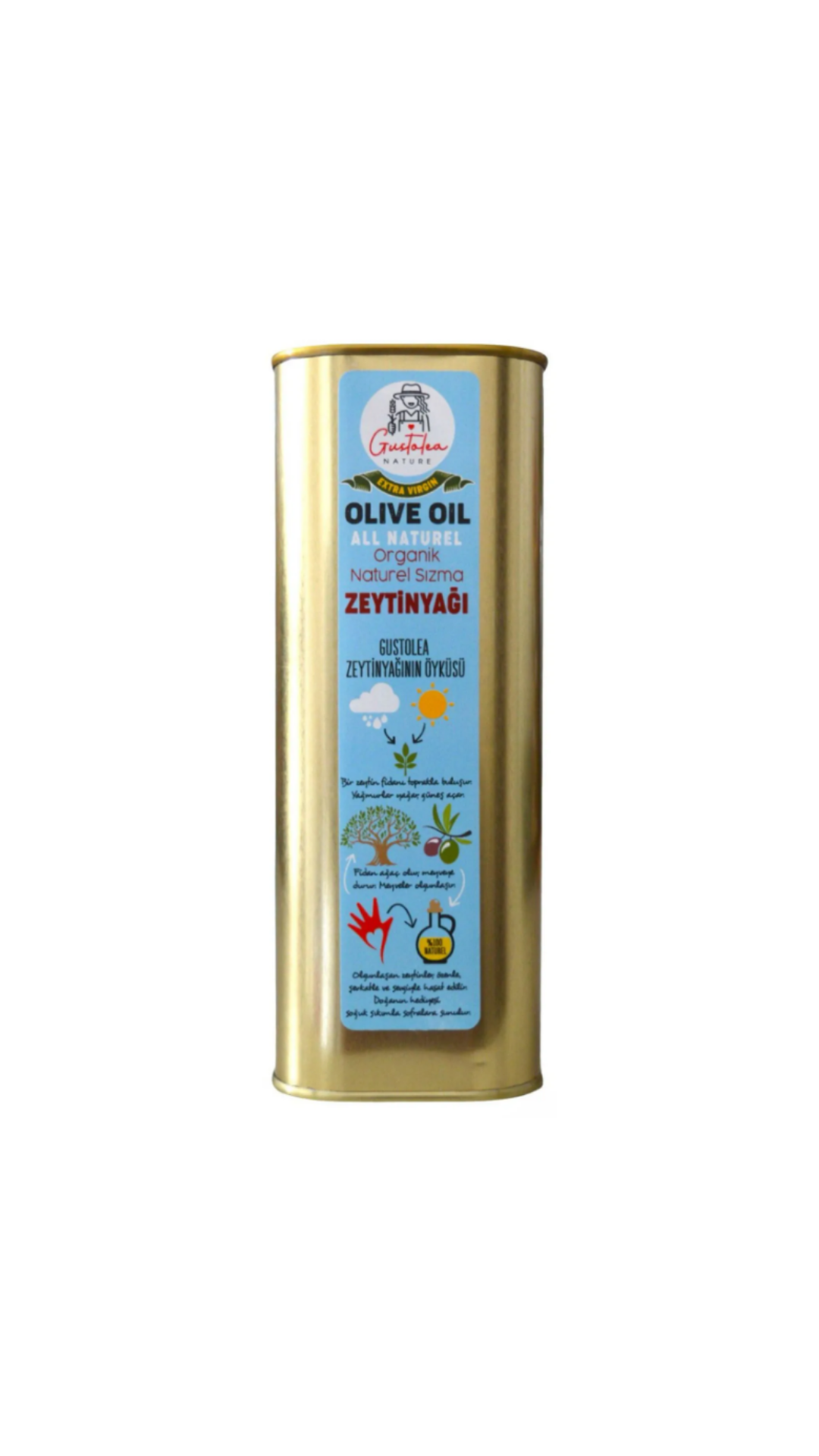 GN Gustolea Nature Organik Bebek Soğuk Sıkım Naturel Sızma Zeytinyağı 1 L