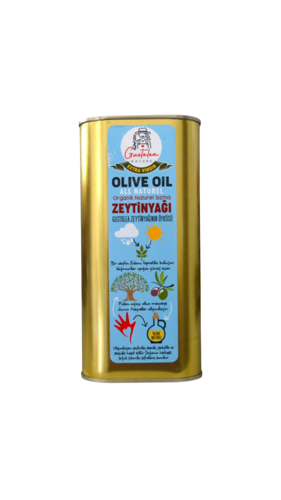 GN Gustolea Nature Organik Bebek Soğuk Sıkım Naturel Sızma Zeytinyağı 2024 Mahsul 2 L