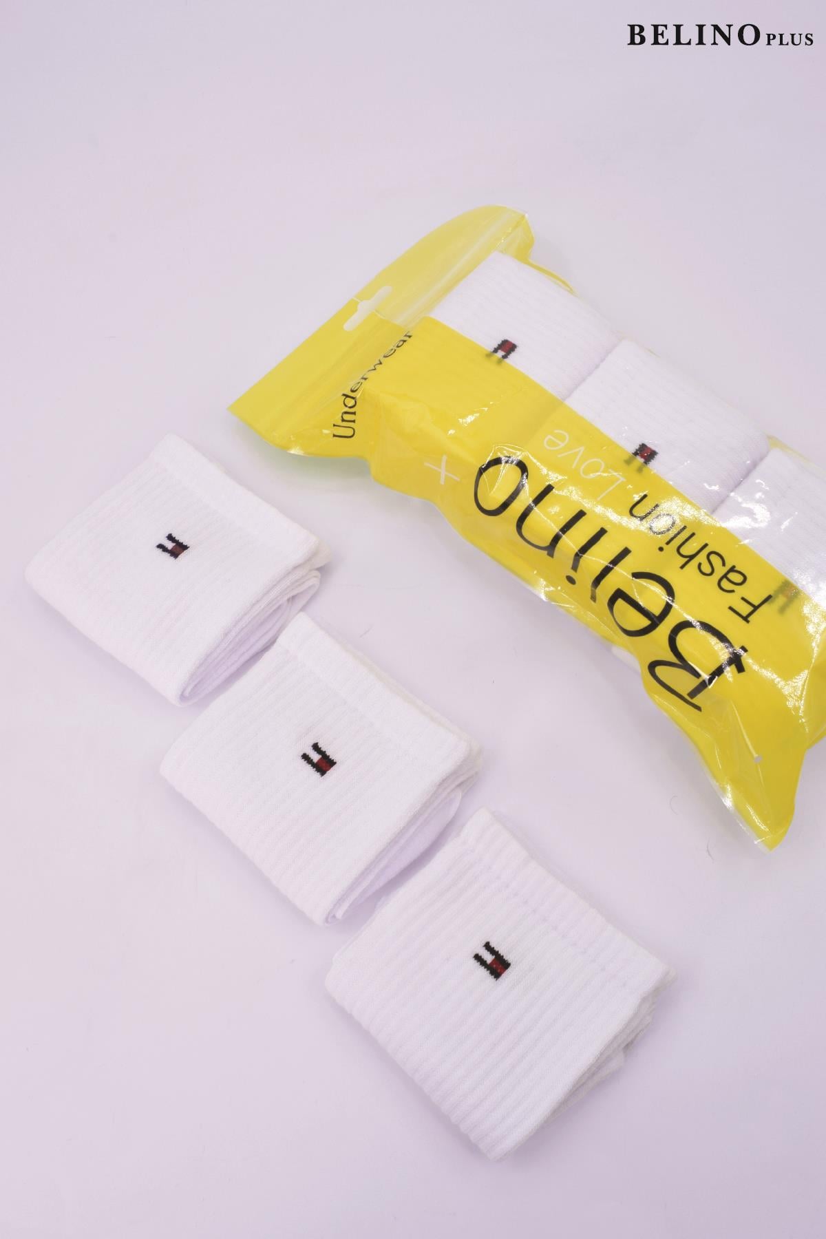 Penye 6 Lı Paket Erkek Spor Çorap Beyaz Renk