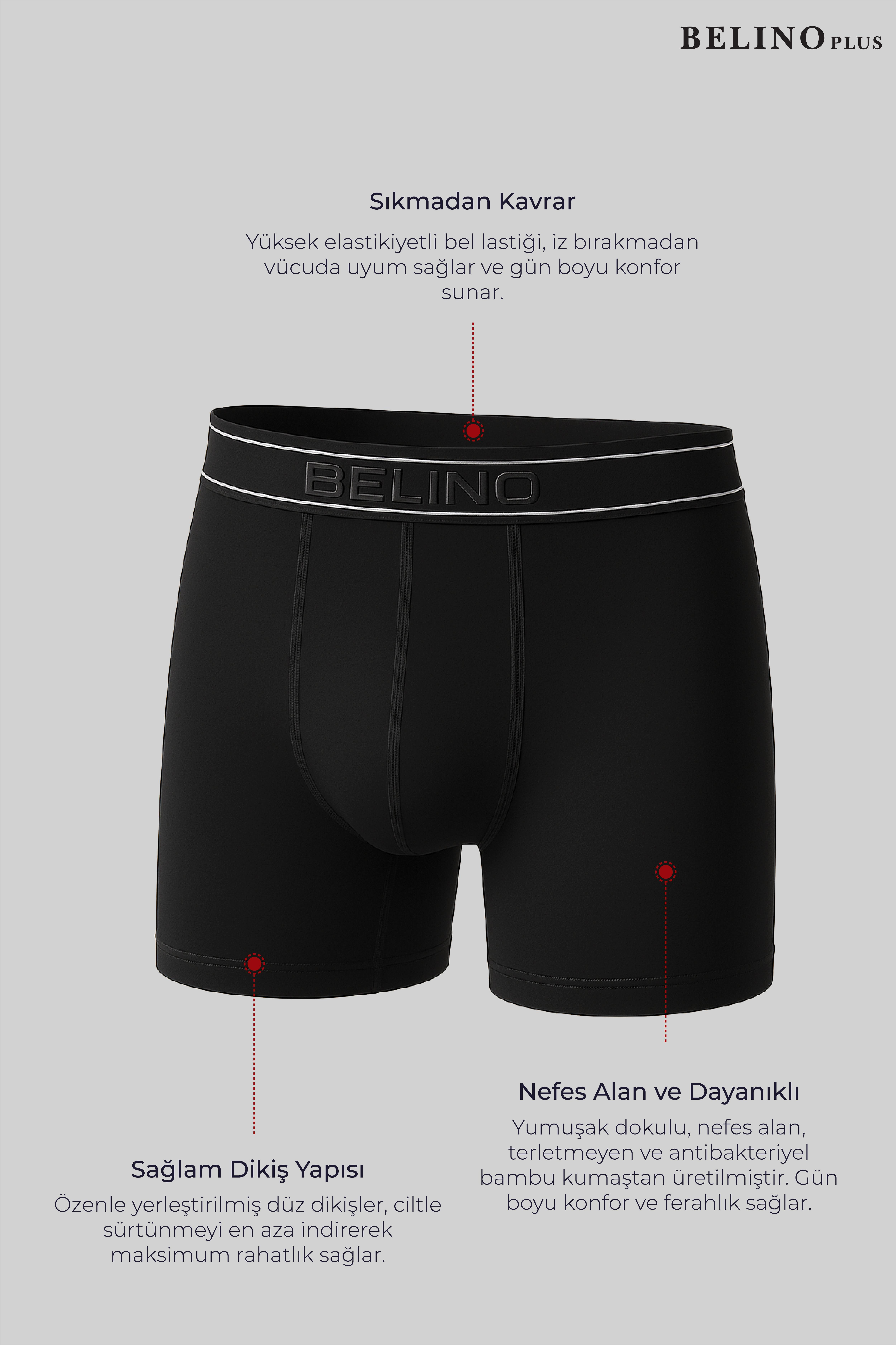 Bambu Boxer 3 Lü Kutu Nefes Alan Terletmez Ultra Konfor