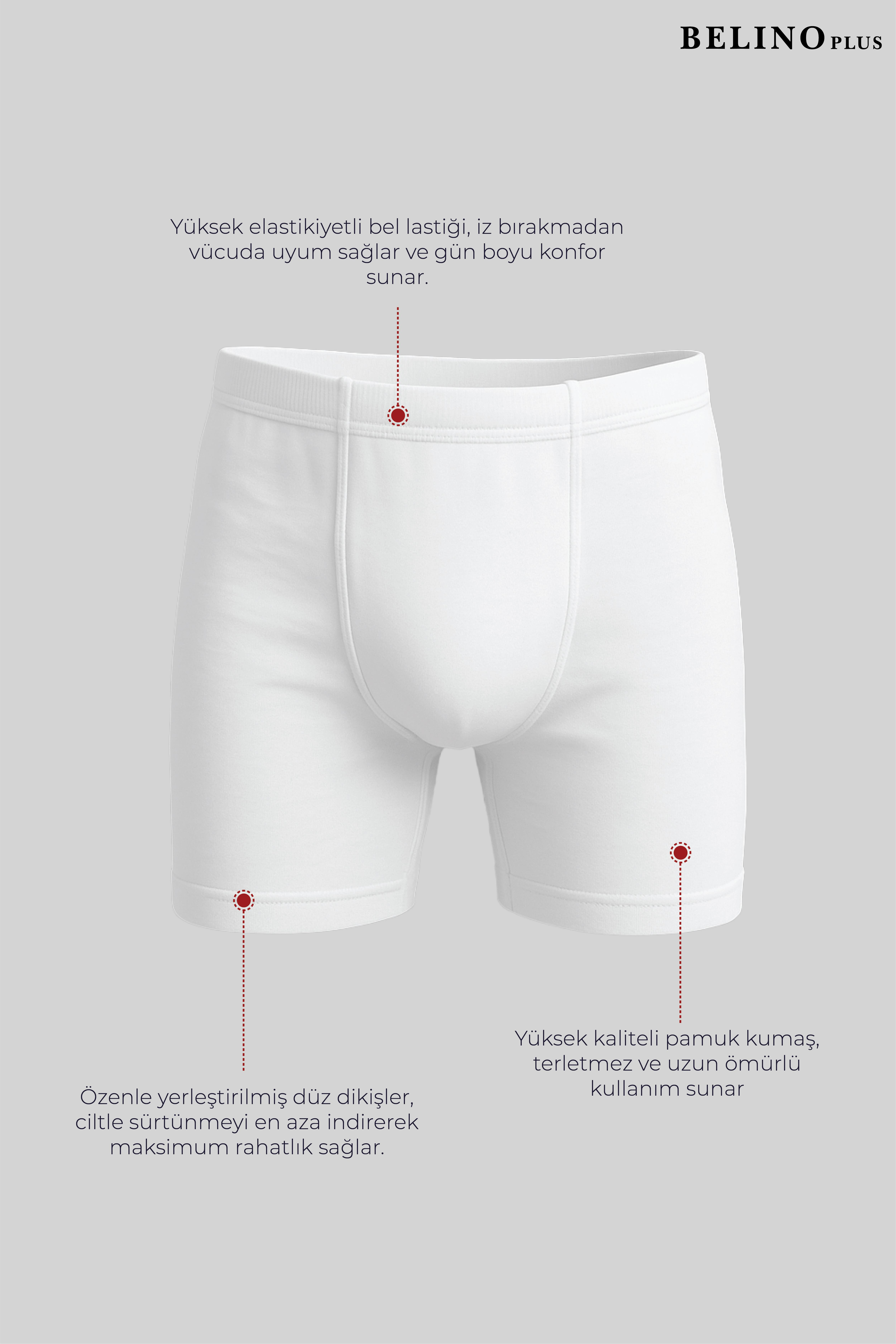 Penye Likralı 5 Paket Beyaz Düz Renk Erkek Çocuk Boxer