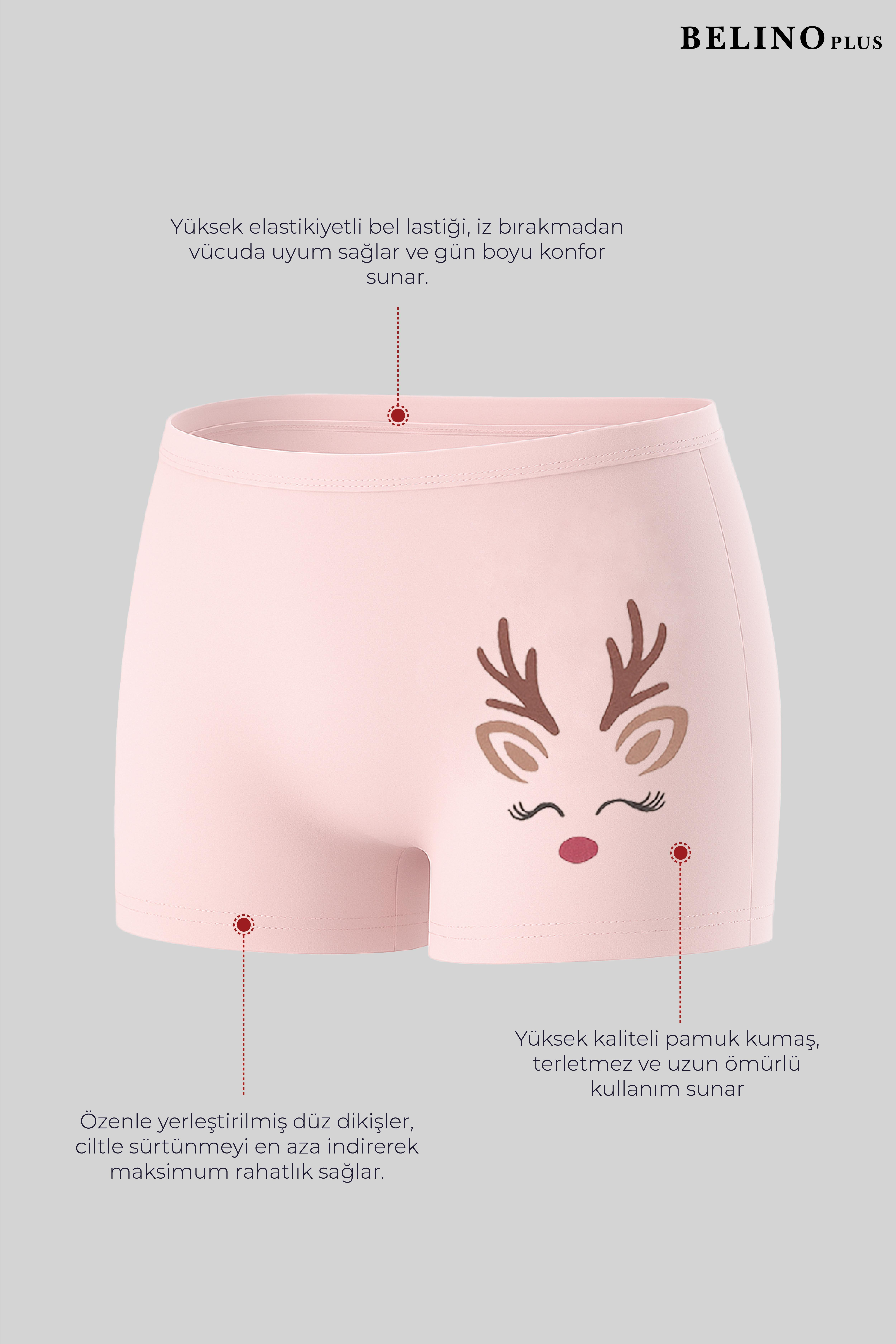 Penye LikralıI 5 Li Paket Çok Renkli Desenli Kız Çocuk Boxer