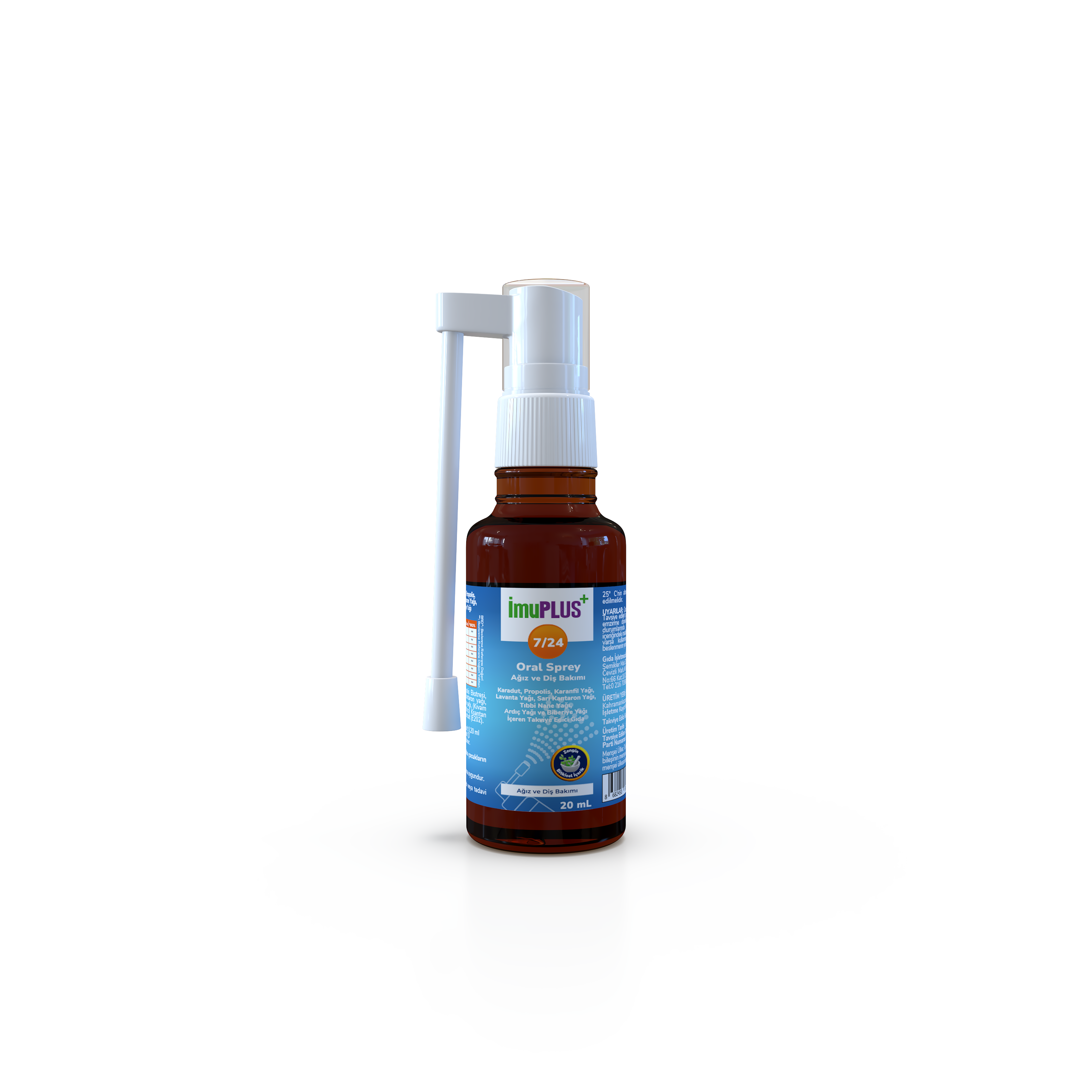 İmuplus 7/24 Sprey Karadut, Propolis, Karanfil Yağı, Lavanta Yağı, Sarı Kantaron Yağı, Tıbbi Nane Yağı, Ardıç Yağı ve Biberiye Yağı İçeren Takviye Edici Gıda