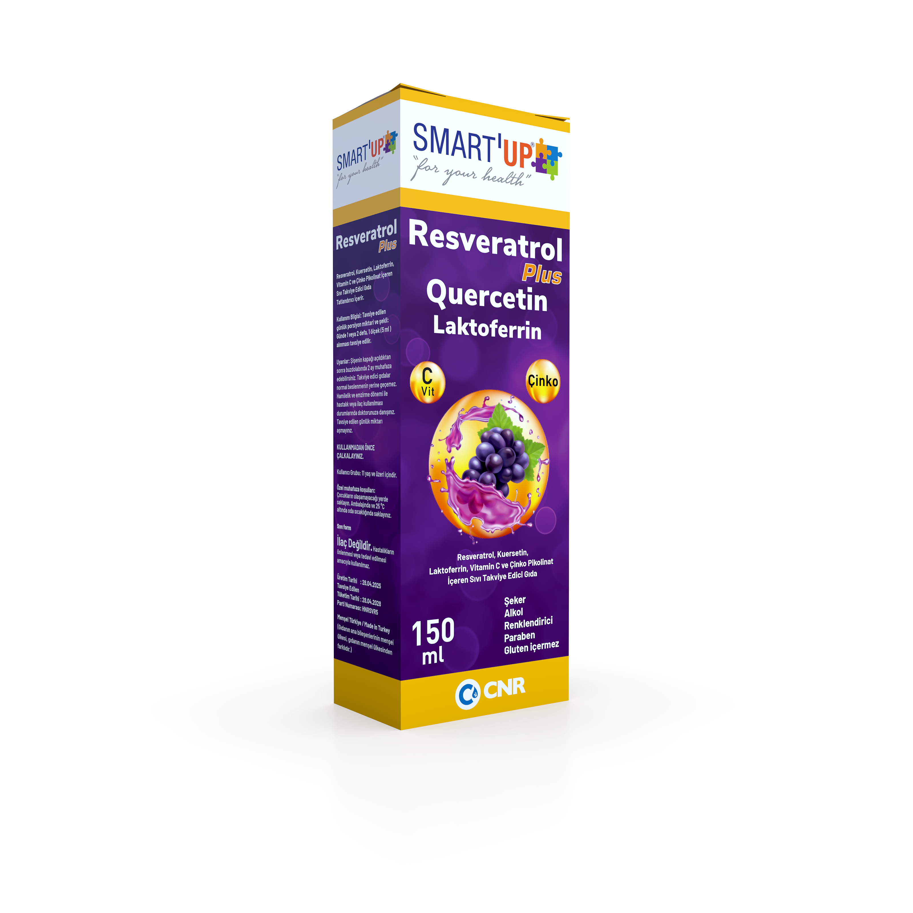 Resveratrol Plus Resveratrol, Kuersetin, Laktoferrin, Vitamin C ve Çinko Pikolinat İçeren Sıvı Takviye Edici Gıda 
