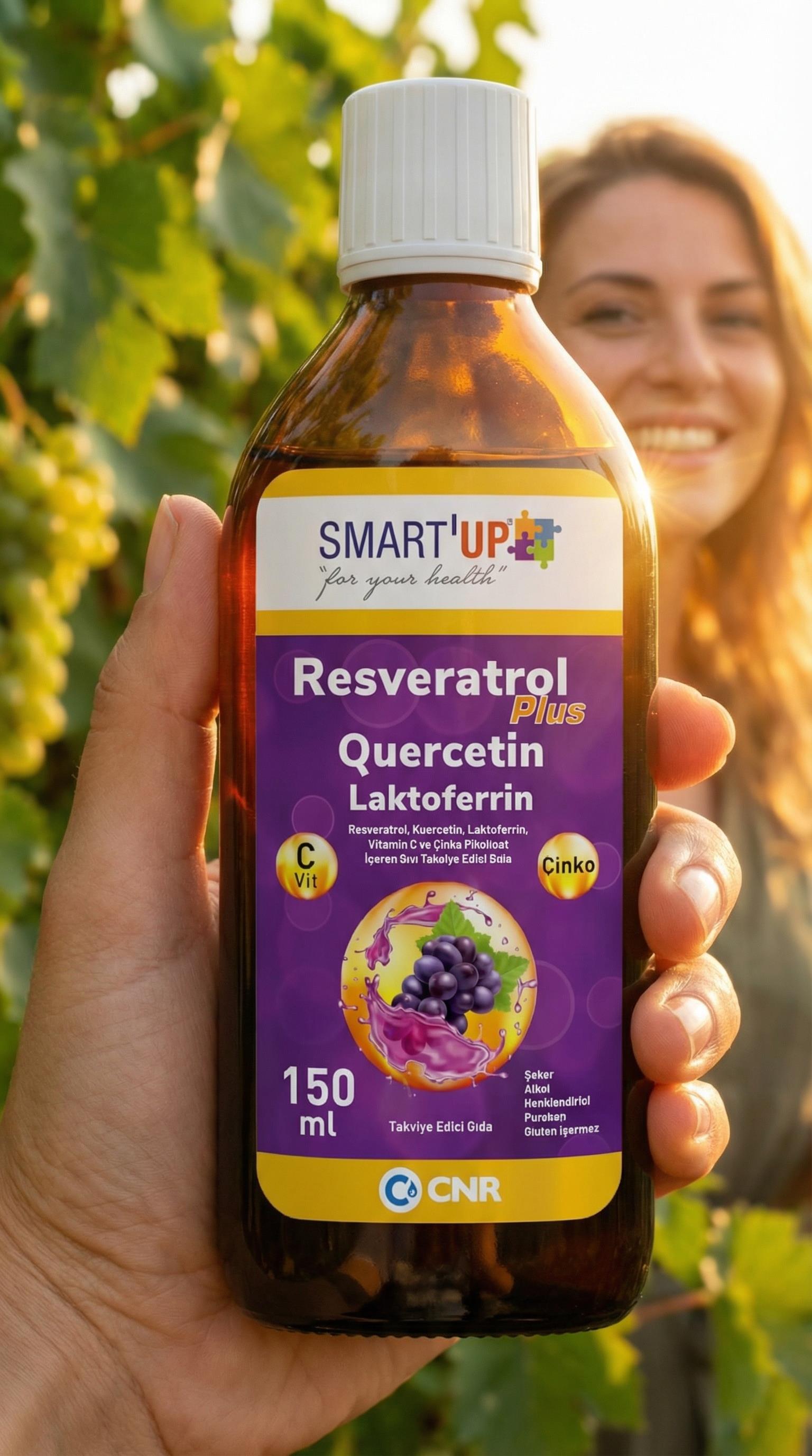 Resveratrol Plus Resveratrol, Kuersetin, Laktoferrin, Vitamin C ve Çinko Pikolinat İçeren Sıvı Takviye Edici Gıda 
