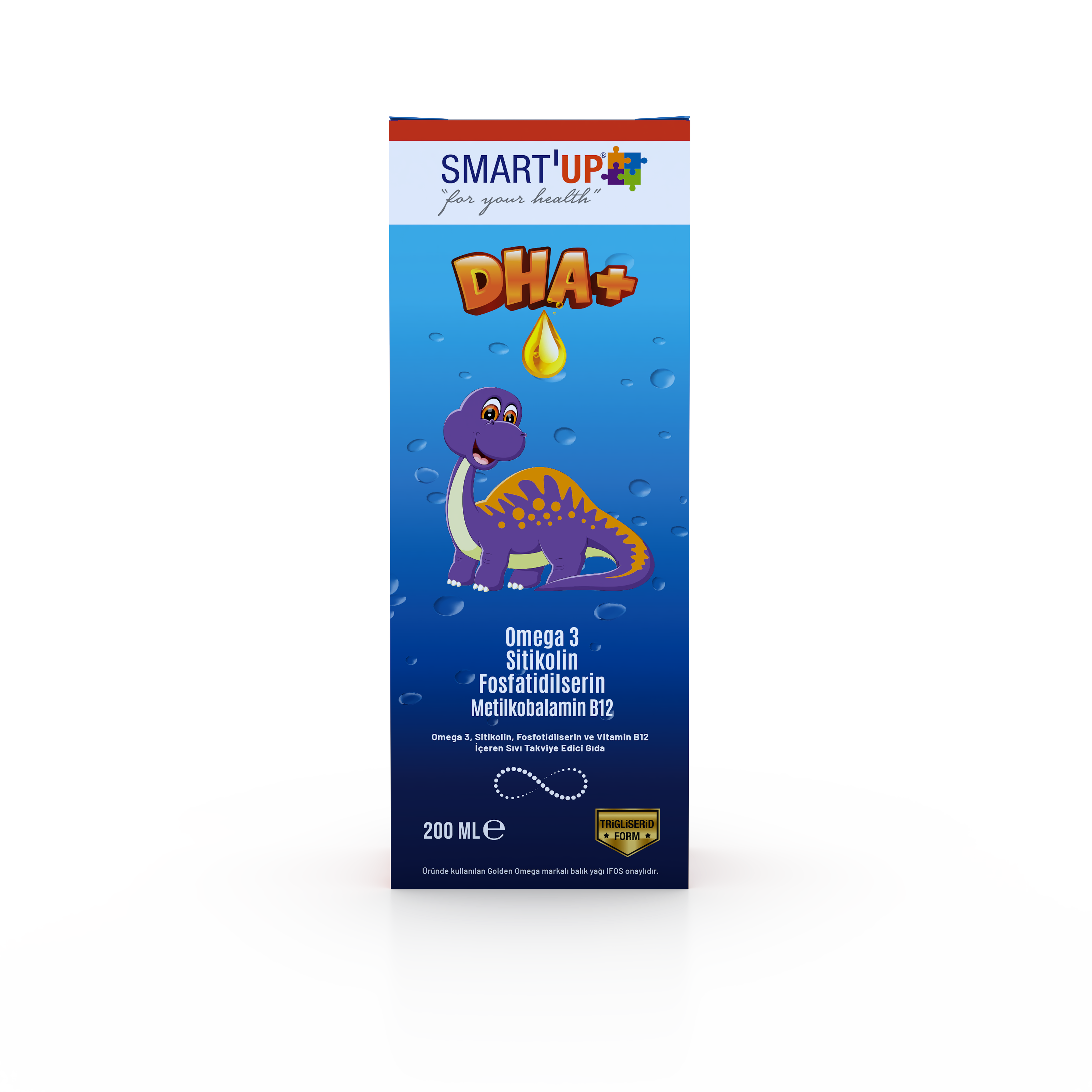Smart UP DHA+ Omega 3, Sitikolin, Fosfotidilserin ve Vitamin B12 İçeren Sıvı Takviye Edici Gıda 200 Ml Şurup