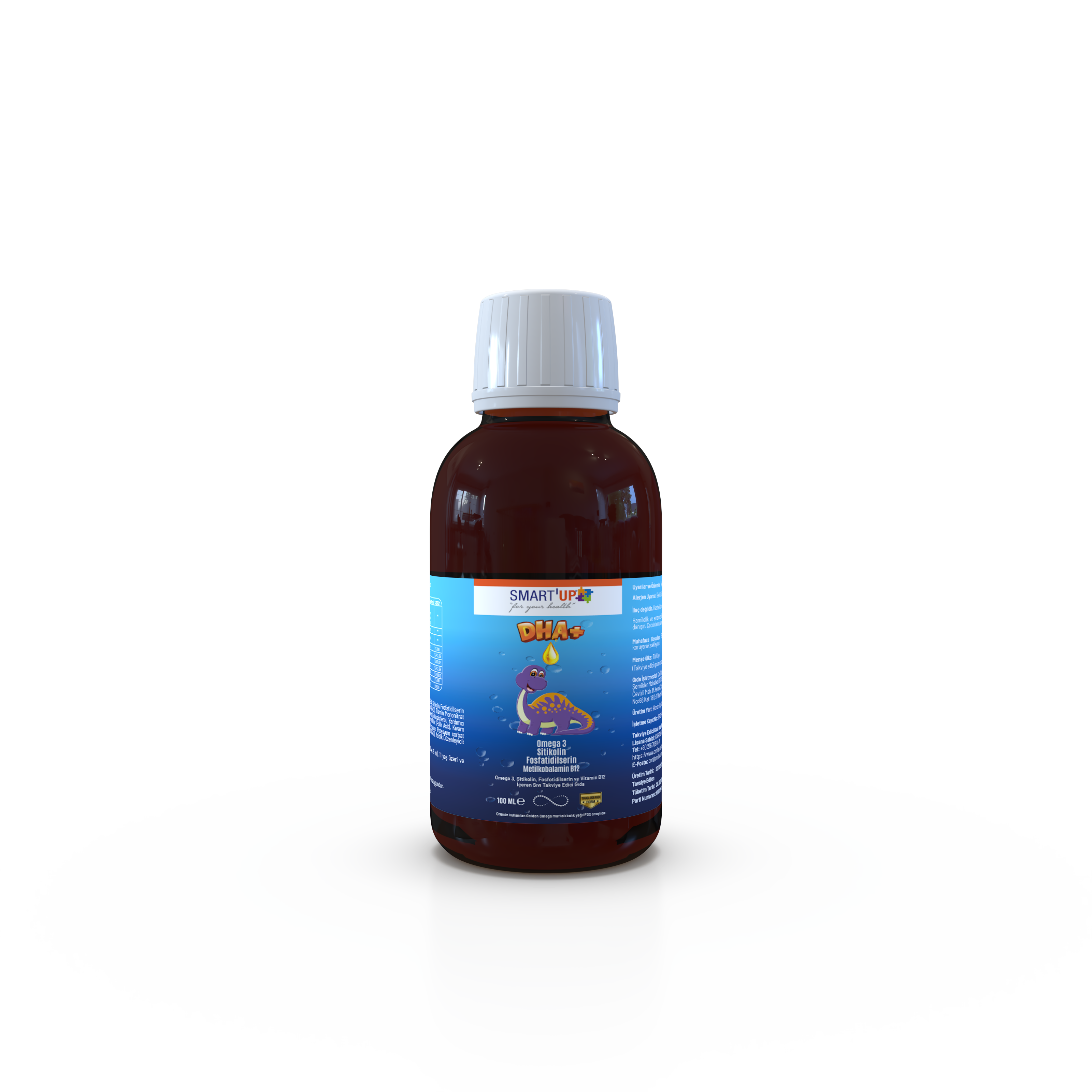 Smart Up DHA+ Omega 3, Sitikolin, Fosfotidilserin ve Vitamin B12 İçeren Sıvı Takviye Edici Gıda 100 Ml Şurup