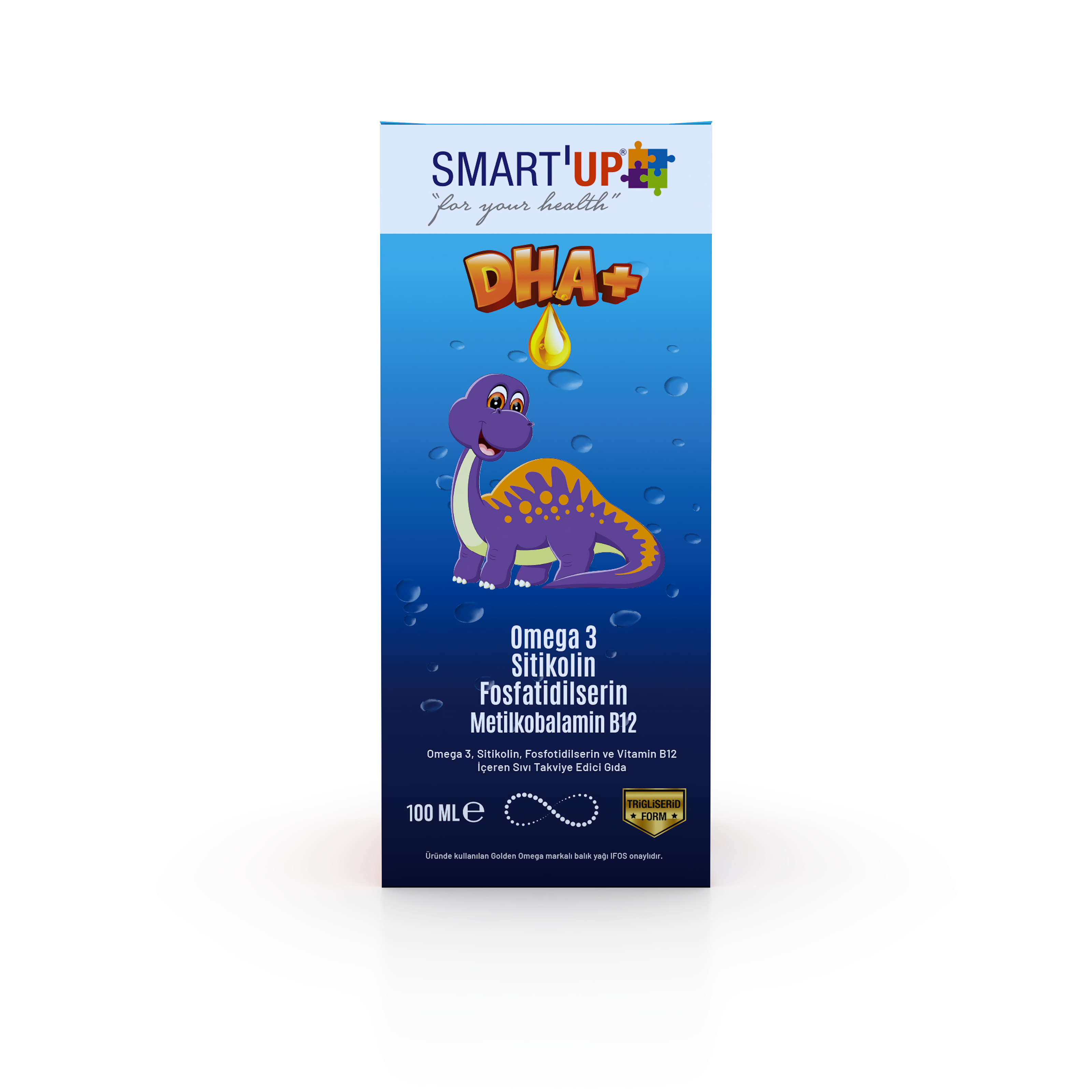 Smart Up DHA+ Omega 3, Sitikolin, Fosfotidilserin ve Vitamin B12 İçeren Sıvı Takviye Edici Gıda 100 Ml Şurup