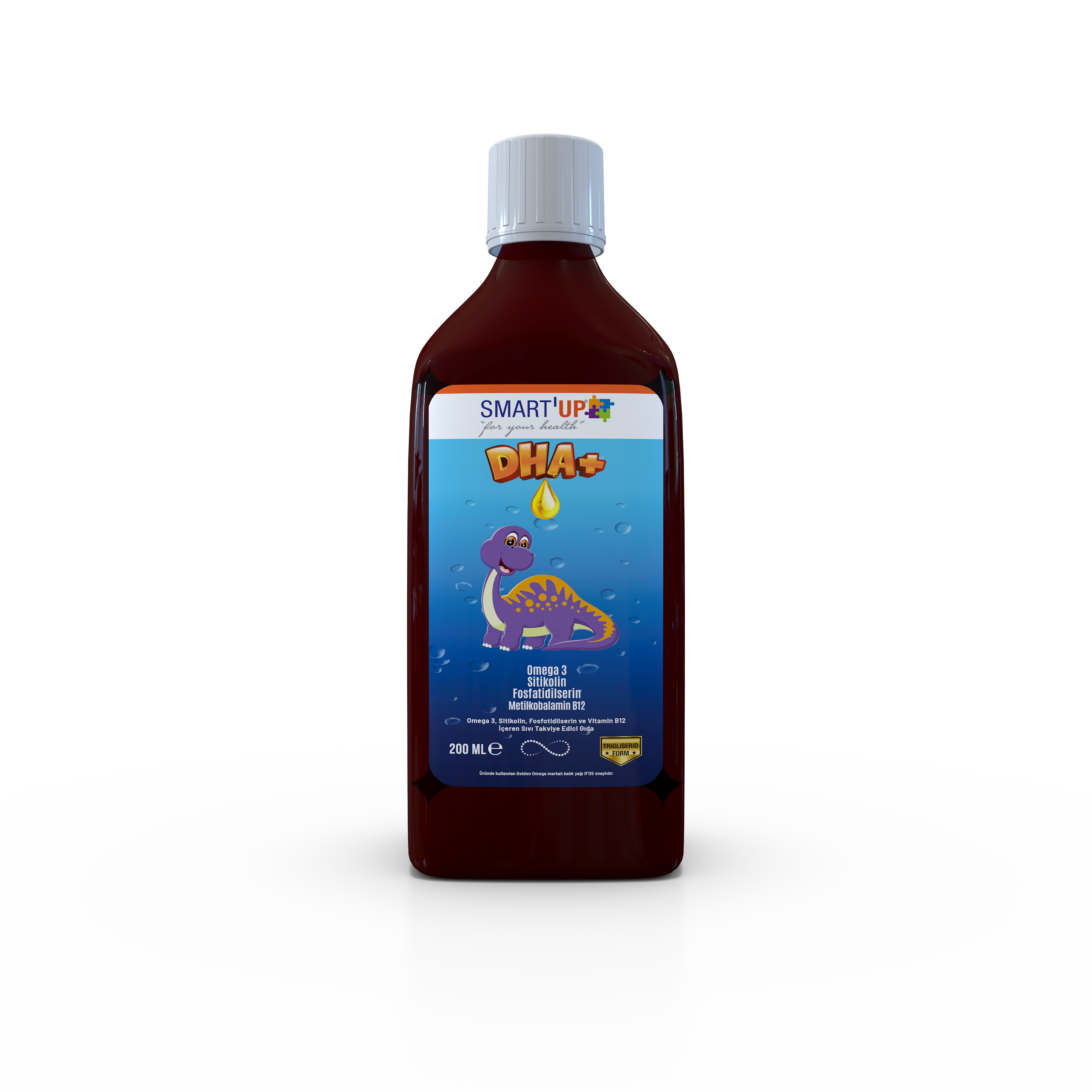 Smart UP DHA+ Omega 3, Sitikolin, Fosfotidilserin ve Vitamin B12 İçeren Sıvı Takviye Edici Gıda 200 Ml Şurup