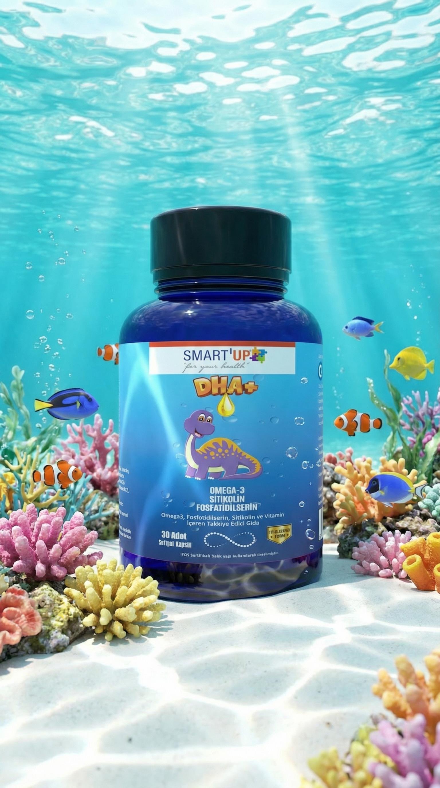 Smart UP DHA+ Omega3, Fosfotidilserin, Sitikolin ve Vitamin İçeren Takviye Edici Gıda 30 Softjel Kapsül