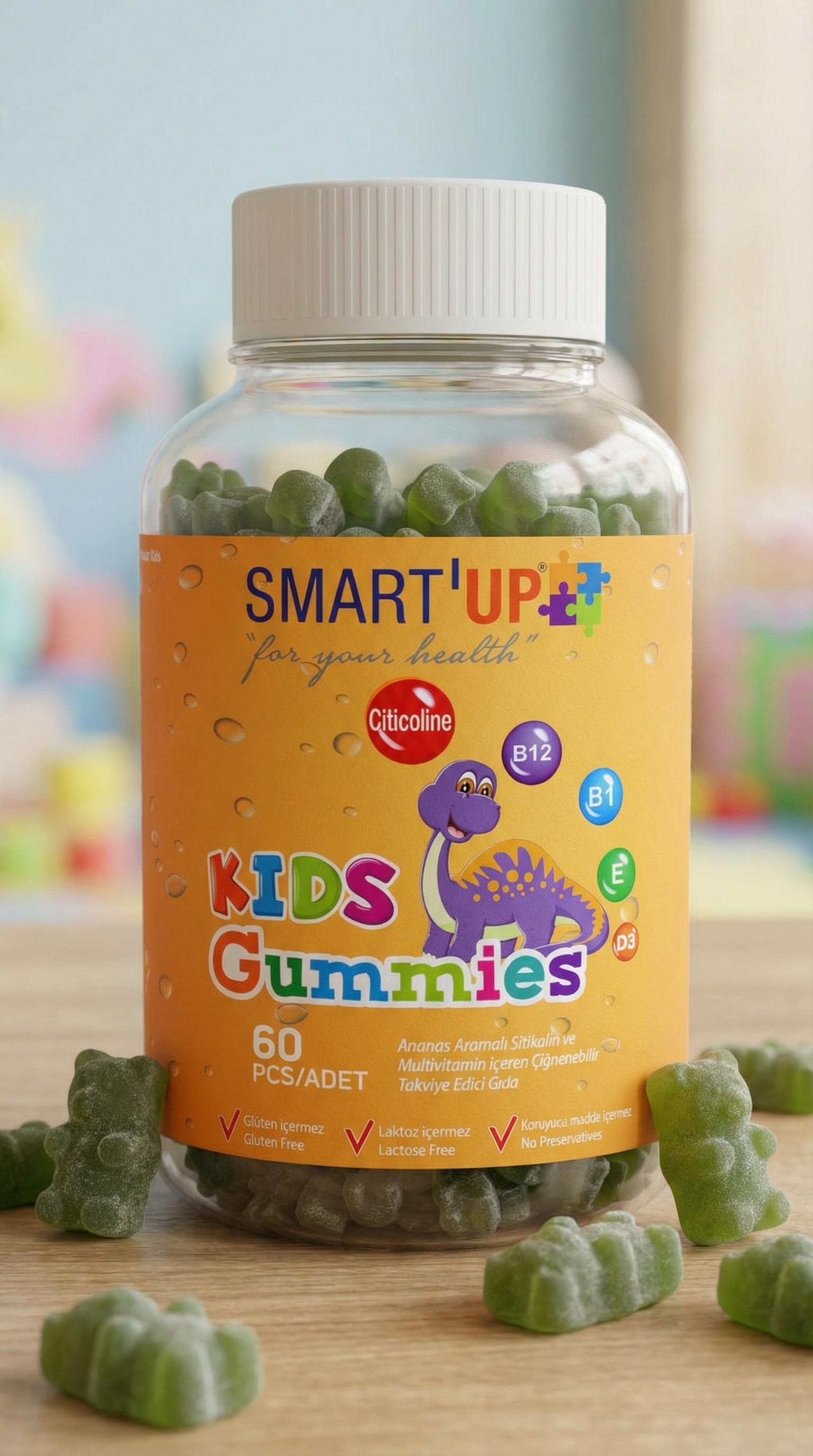 Smart UP KIDS GUMMIES Sitikolin ve Multivitamin İçeren Takviye Edici Gıda 60 Çiğnenebilir Jel Form