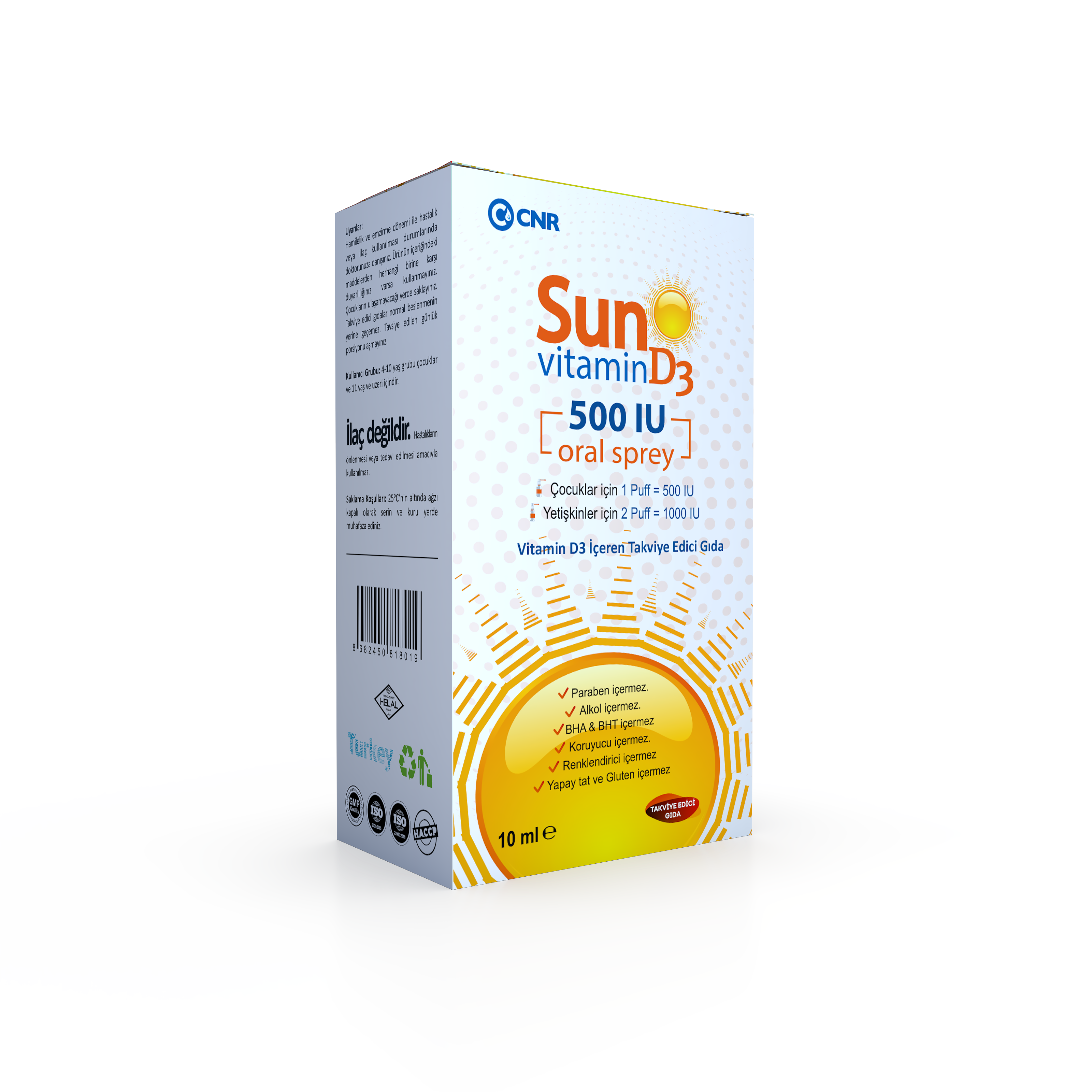 Sun Vitamin D3 İçeren Sprey Takviye Edici Gıda 10 ml