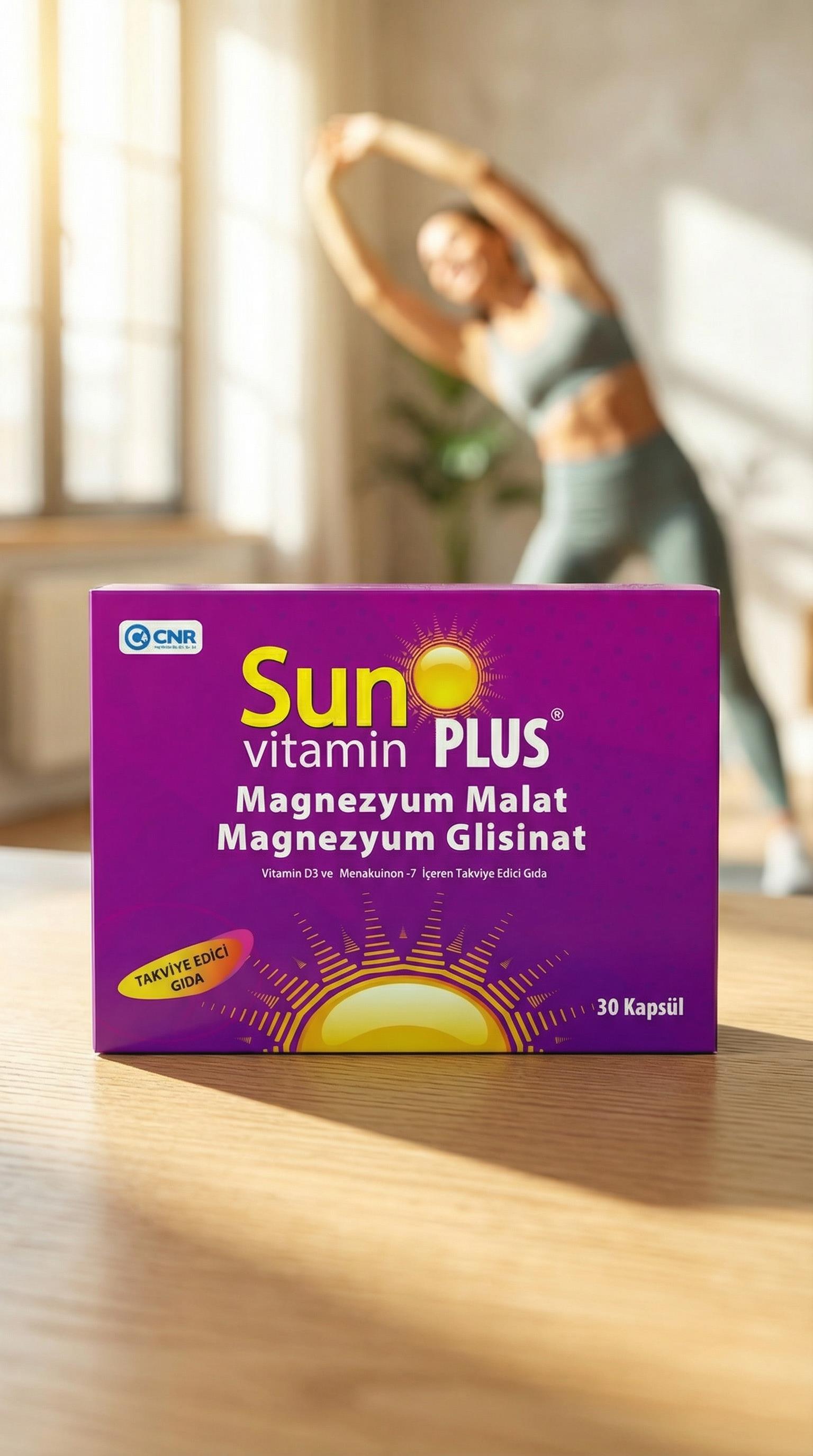Sun Vitamin Plus Vitamin D3 ve Menakuinon-7 İçeren Takviye Edici Gıda 30 Kapsül