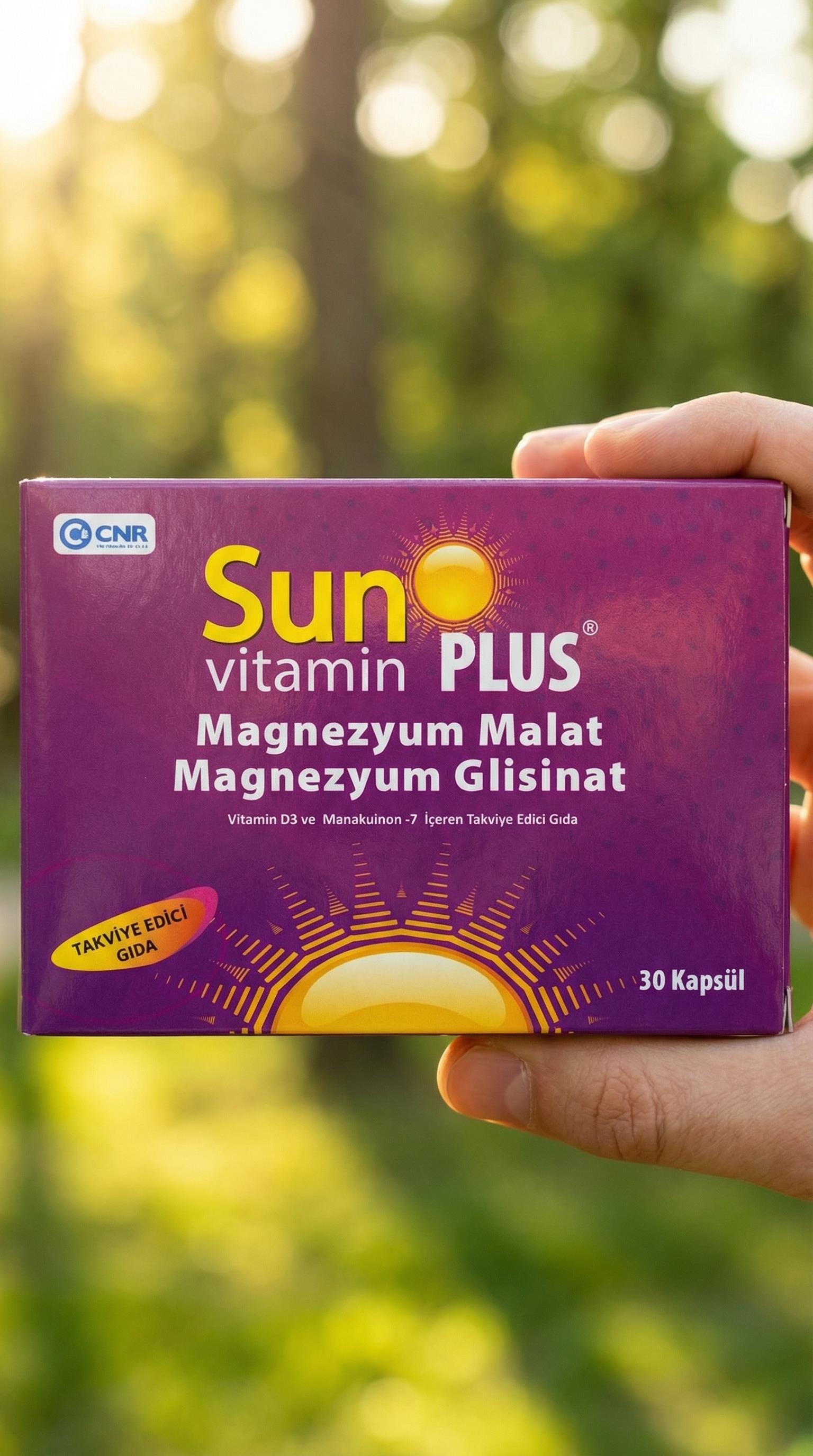 Sun Vitamin Plus Vitamin D3 ve Menakuinon-7 İçeren Takviye Edici Gıda 30 Kapsül