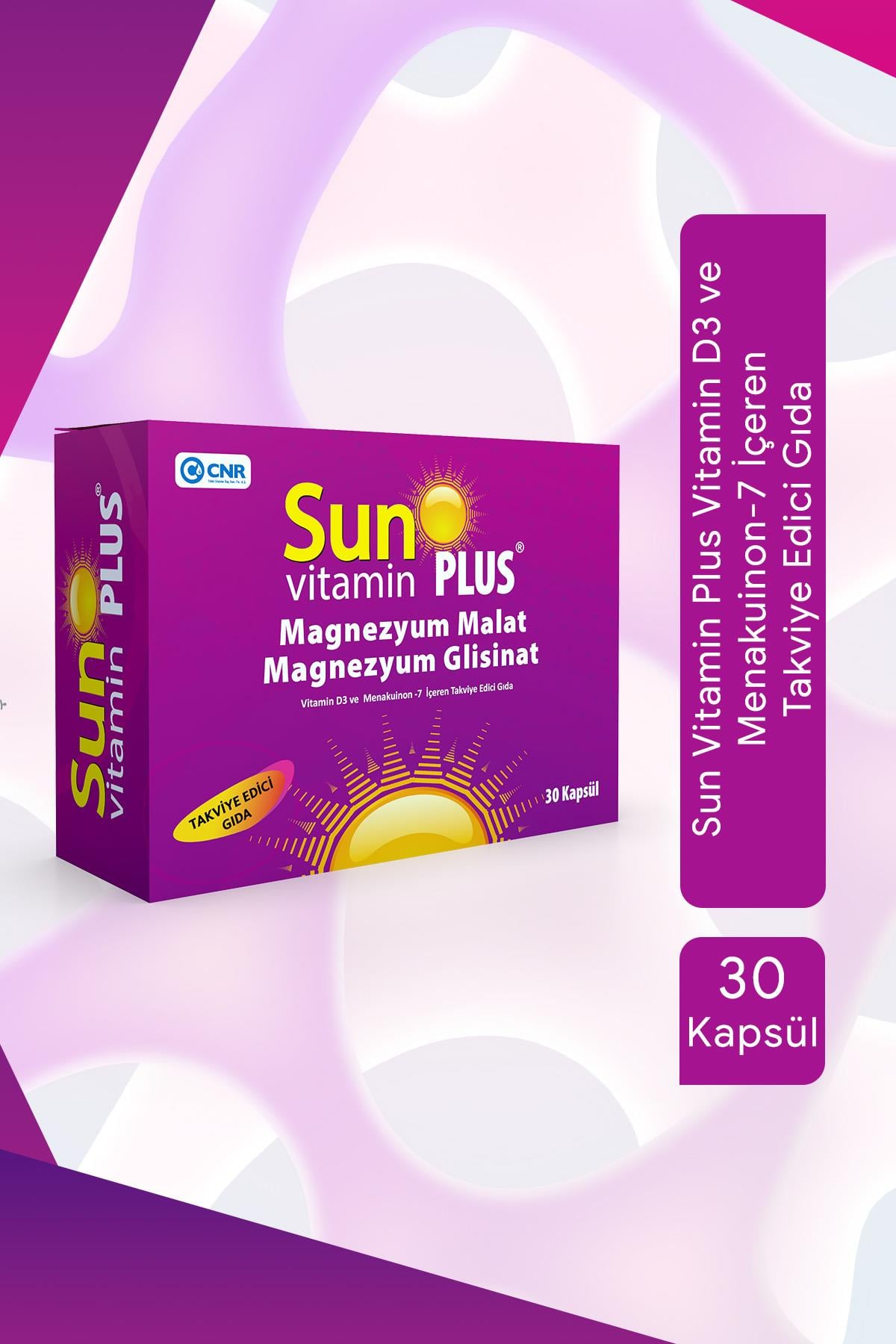 Sun Vitamin Plus Vitamin D3 ve Menakuinon-7 İçeren Takviye Edici Gıda 30 Kapsül