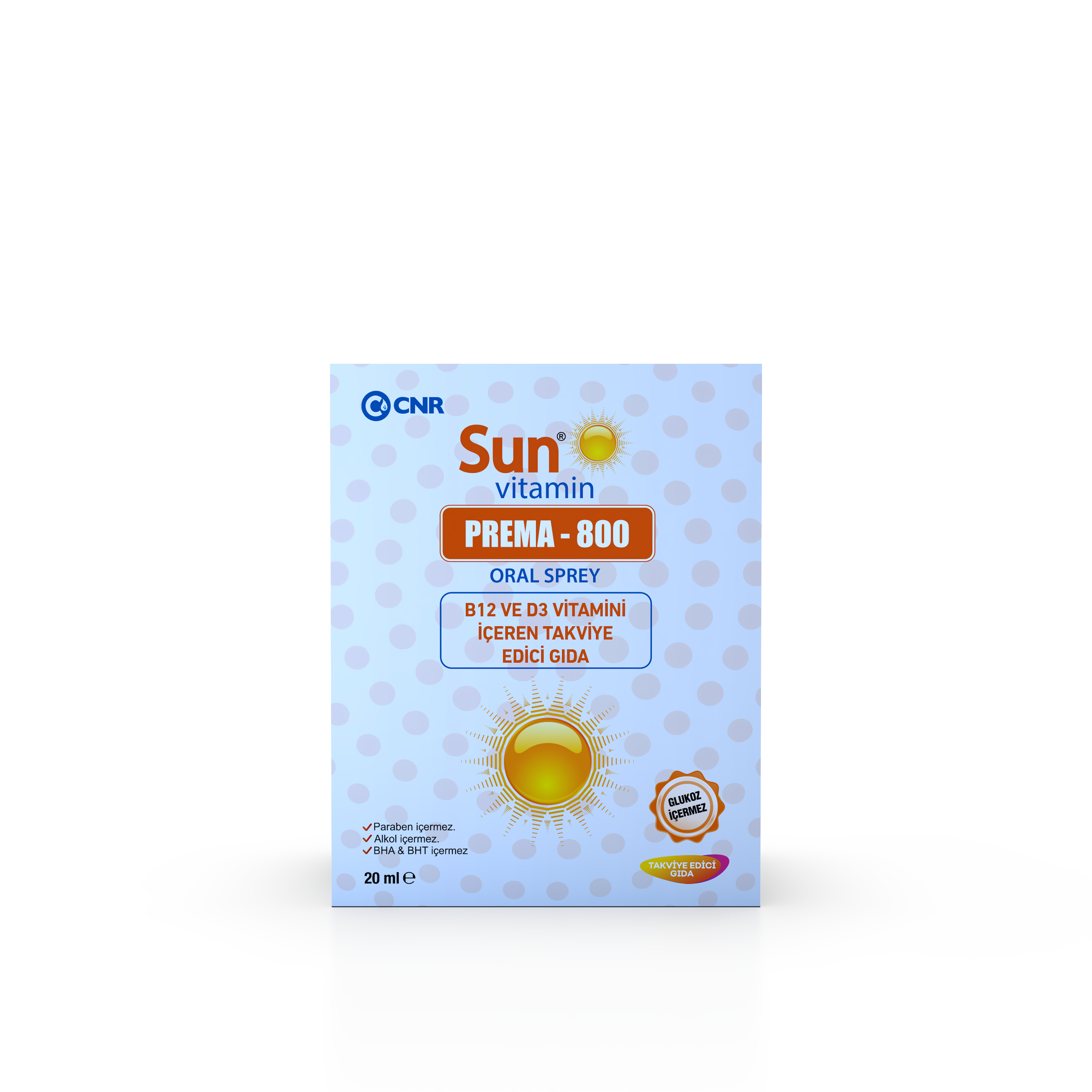 Sun Vitamin PREMA 800, B12 ve D3 Vitamini İçeren Takviye Edici Gıda