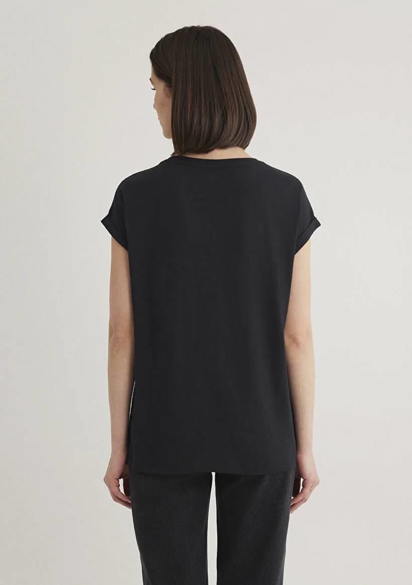 Mavi V Yaka Basıc Kadın T-Shirt M1600961-900