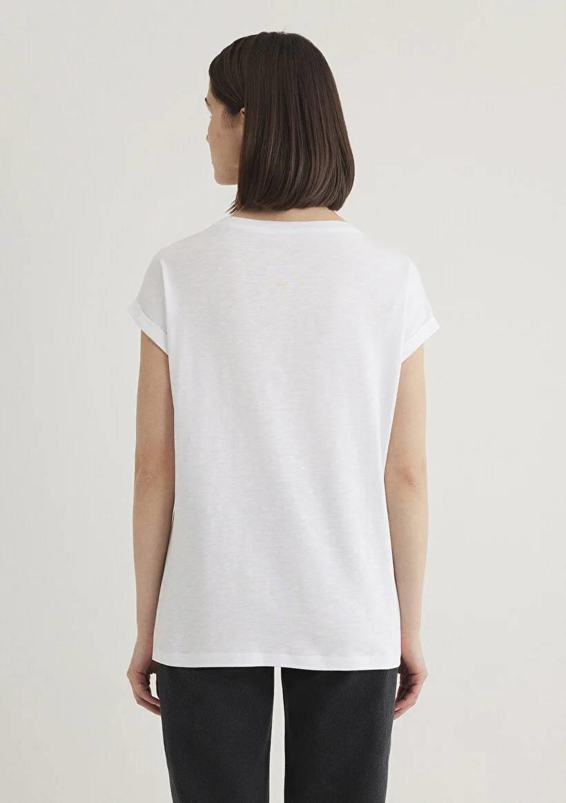 Mavi V Yaka Basıc Kadın T-Shirt M1600961-620