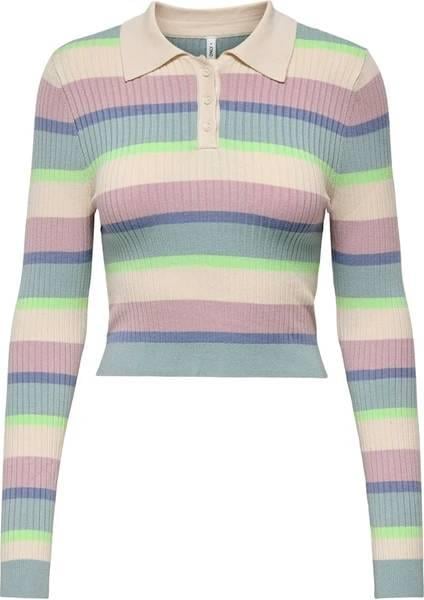 Only Onlkarol Ls Crop Rıb Button Polo Cc Knt Kadın Kazak 15340979