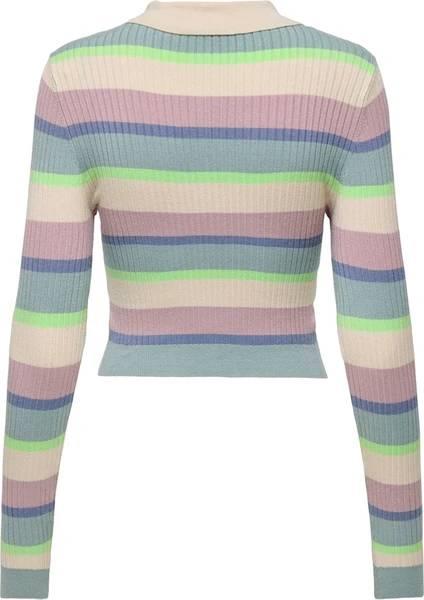 Only Onlkarol Ls Crop Rıb Button Polo Cc Knt Kadın Kazak 15340979