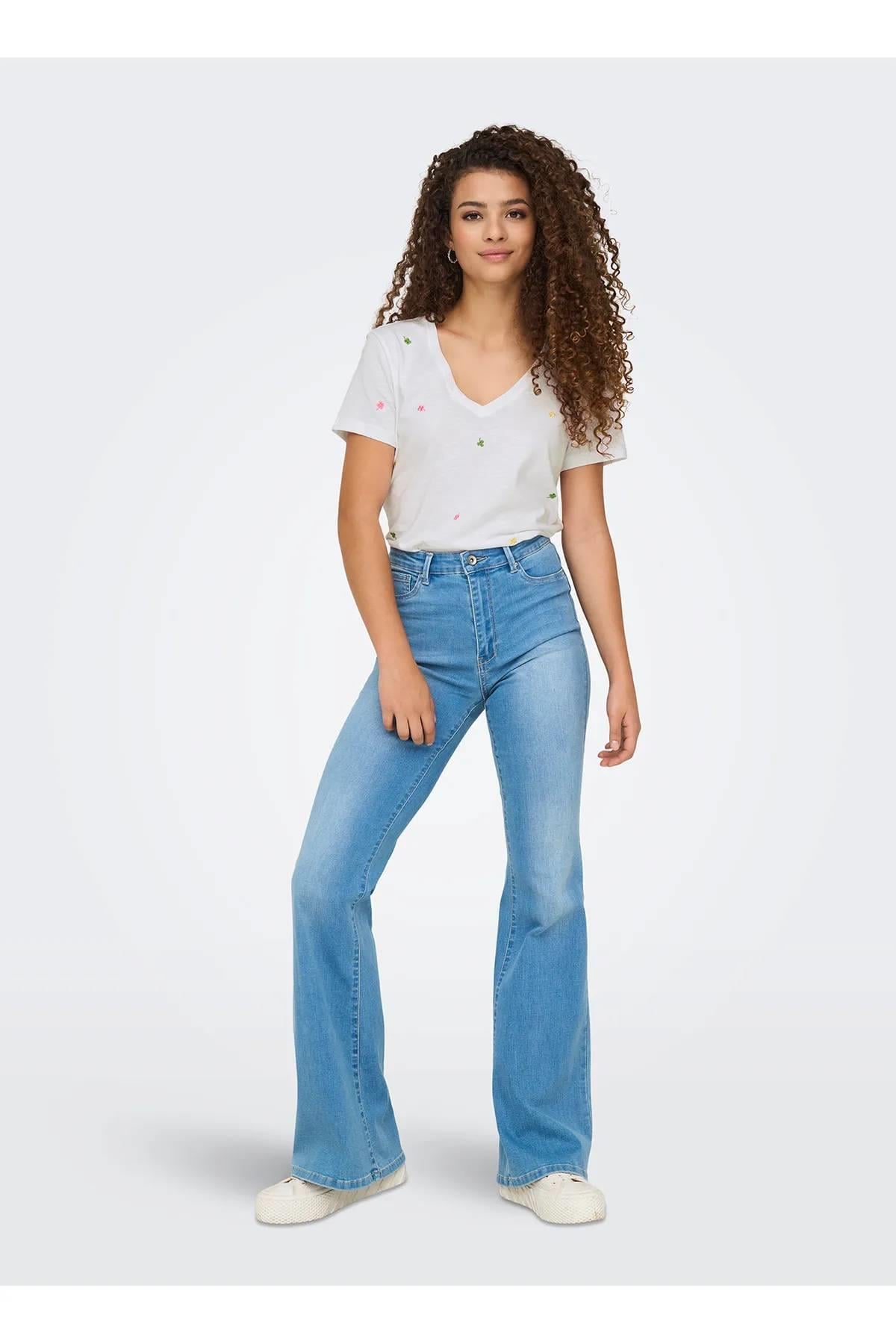 Only Onlketty Lıfe S/S V-Neck Top Box Jrs Kadın T-shirt 15288478