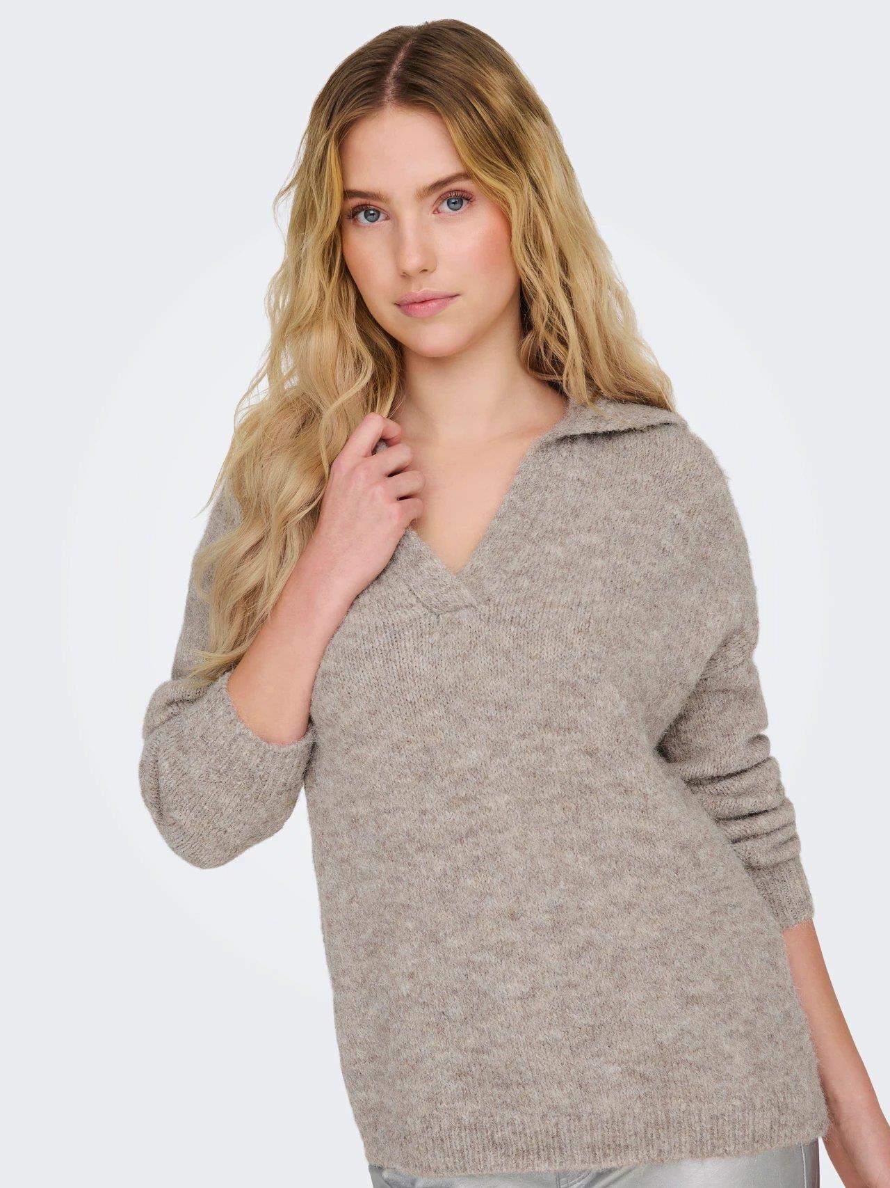 Only Onlmaggıe Lıfe Ls Splıt Neck Cc Knt Kazak 15324310