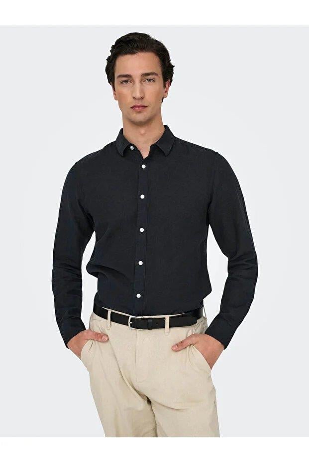 Only & Sons Onscaıden Lıfe Ls Solıd Lınen Shırt Noos Erkek  Gömlek 22012321