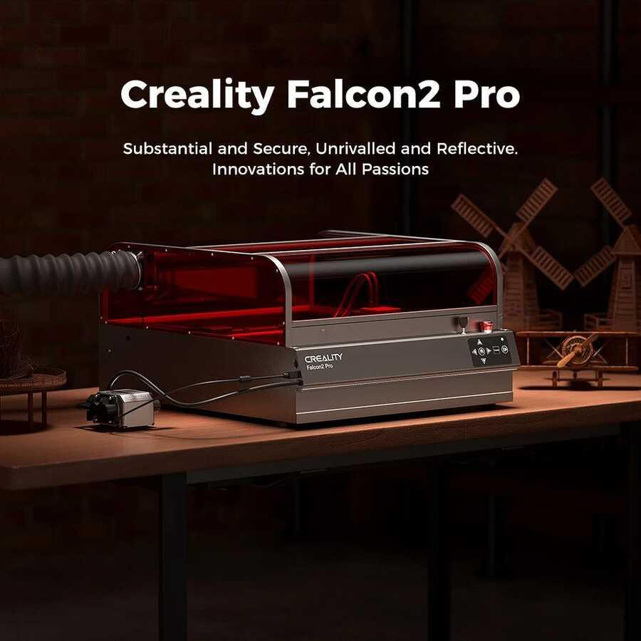 Creality Falcon2 PRO Kapalı Lazer Gravür ve Kesme Makinesi - 40W + 1.6W