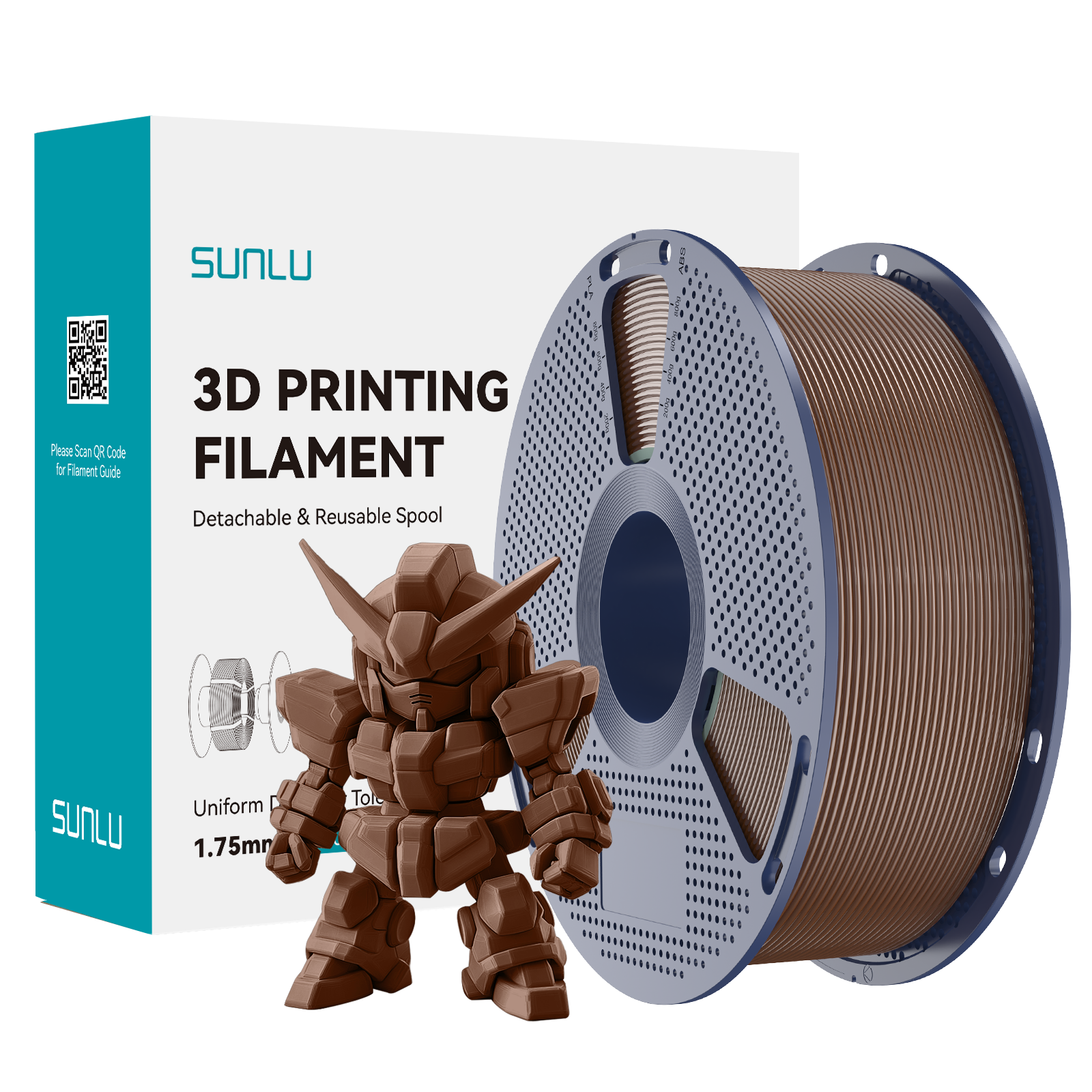SUNLU PLA+ 2.0 Filament Coffee Brown