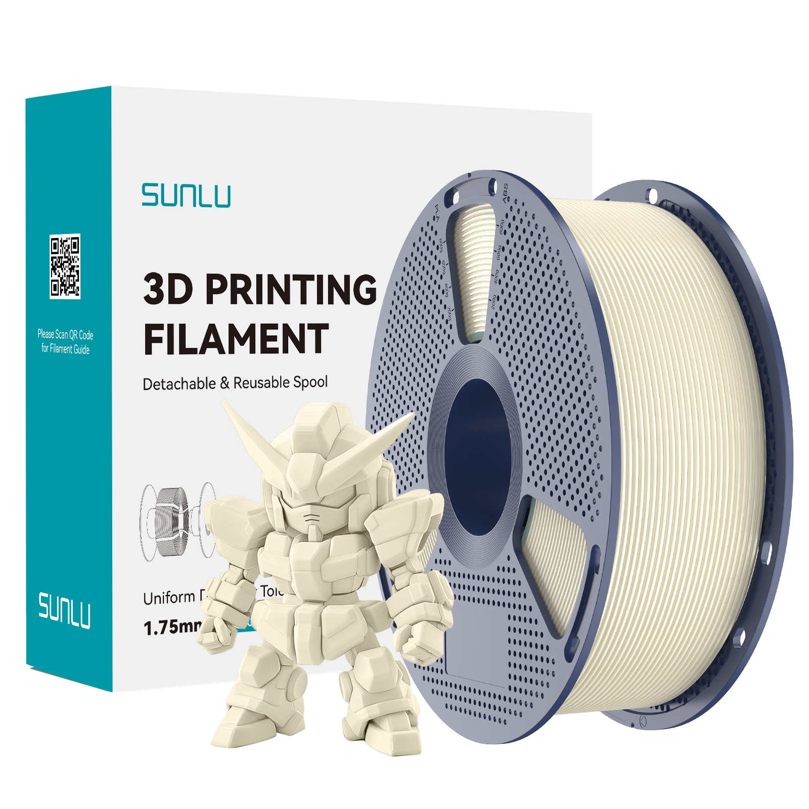 SUNLU PLA+ 2.0 Filament Bone White