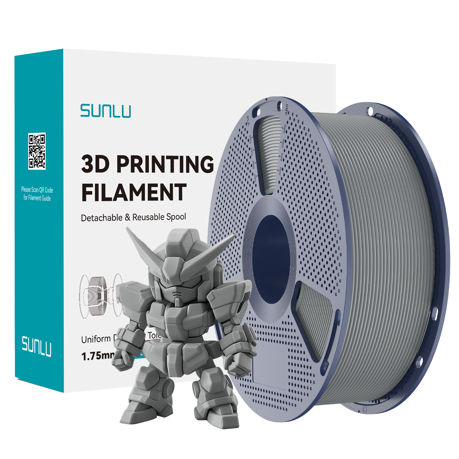 SUNLU PLA+ 2.0 Filament Grey