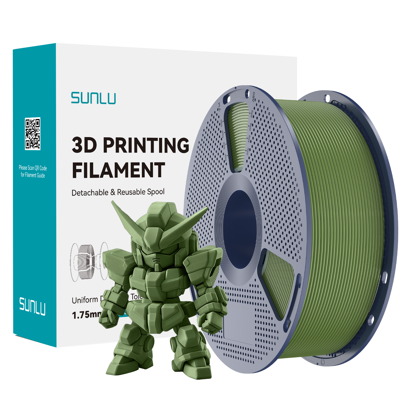 SUNLU PLA+ 2.0 Filament Olive Green