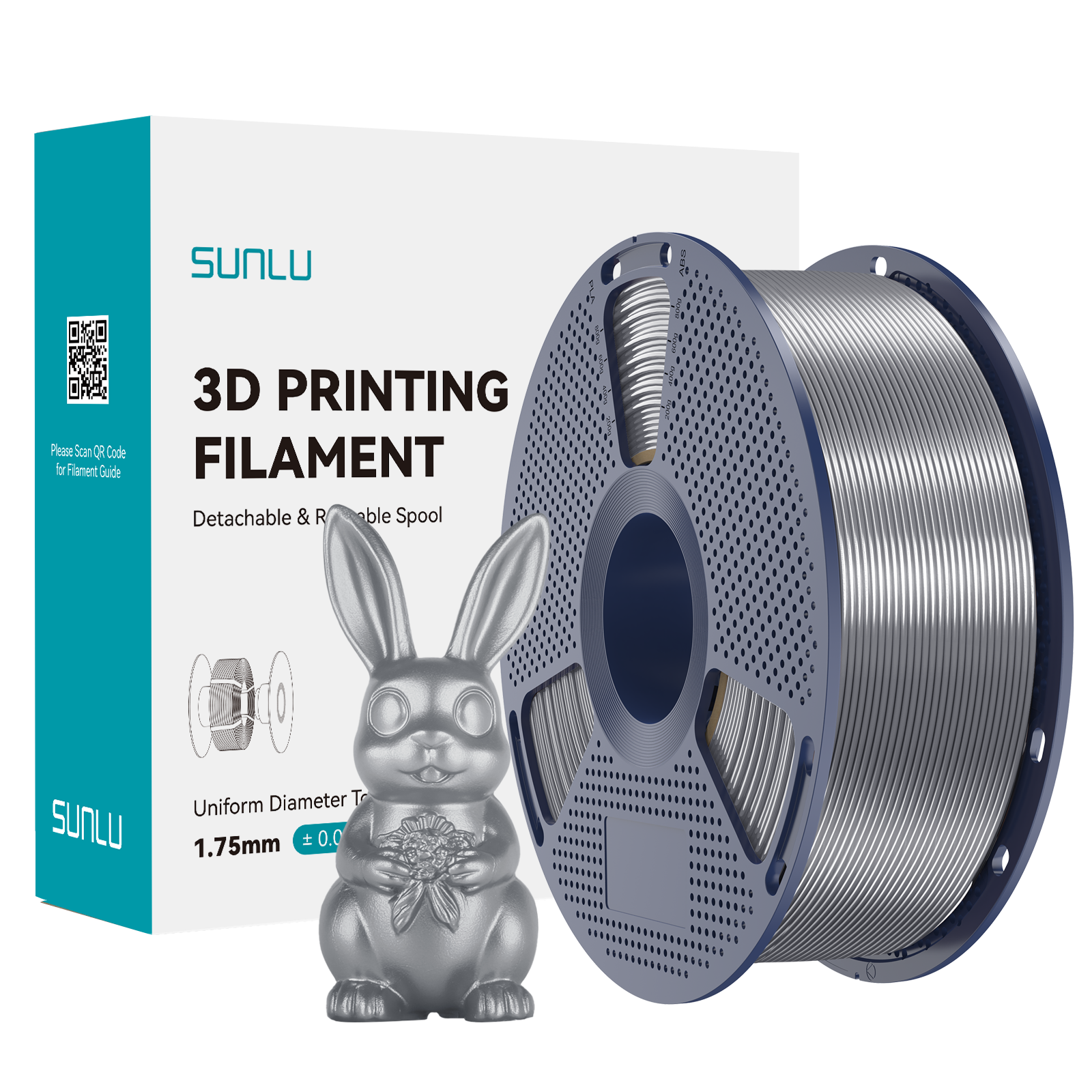 SUNLU Silk PLA+ Filament Grey
