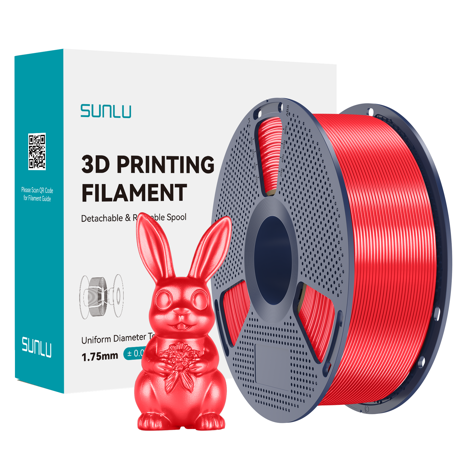 SUNLU Silk PLA+ Filament Red