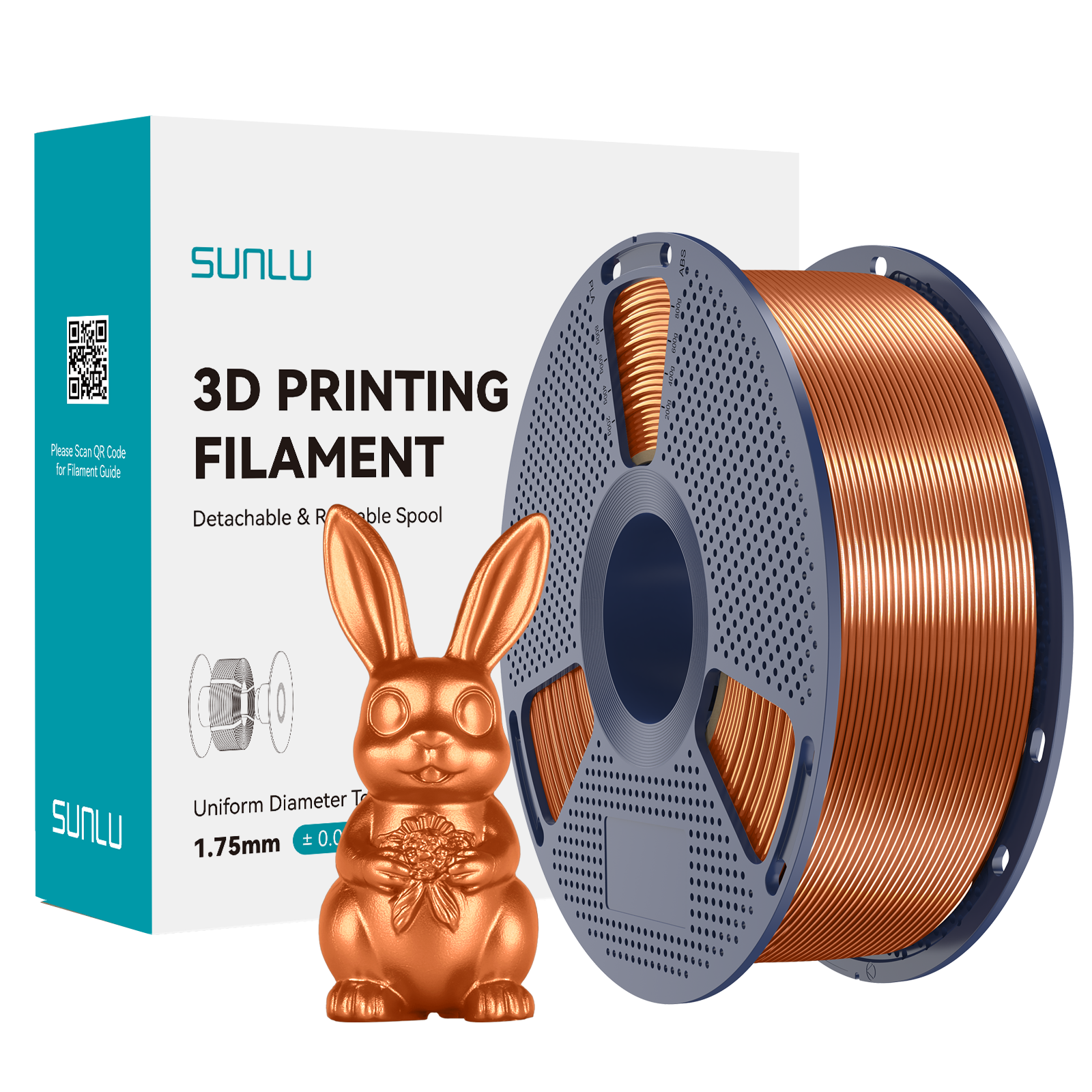 SUNLU Silk PLA+ Filament Red Copper