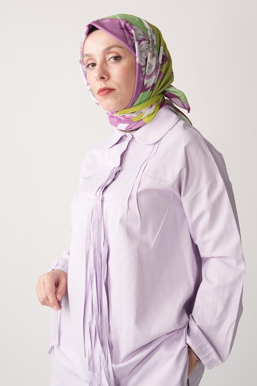 Amber Nomad Desen Soft Eşarp Lila