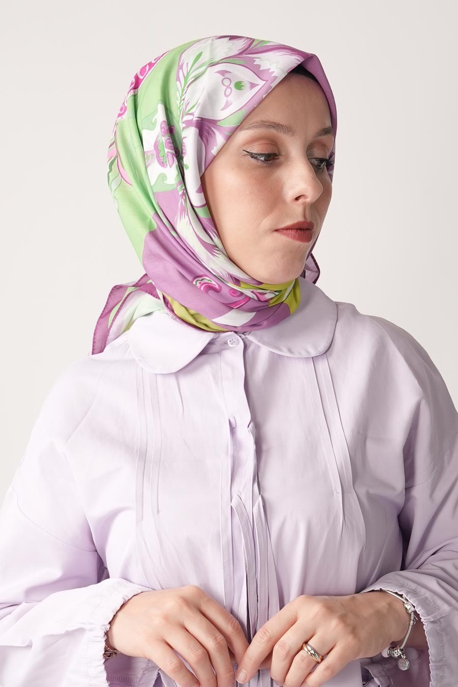 Amber Nomad Desen Soft Eşarp Lila